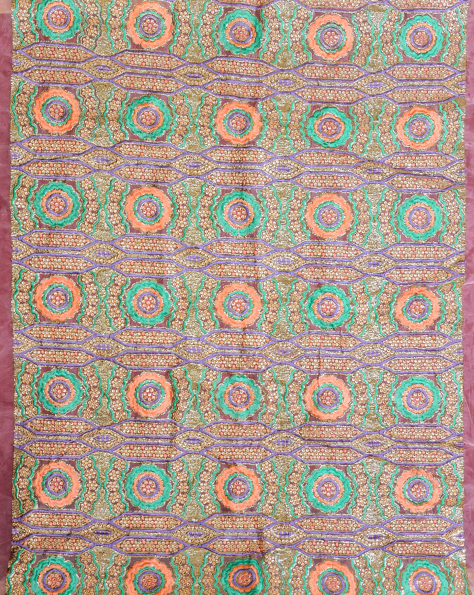 Costume Fabric with Sequins and Floral Embroidery