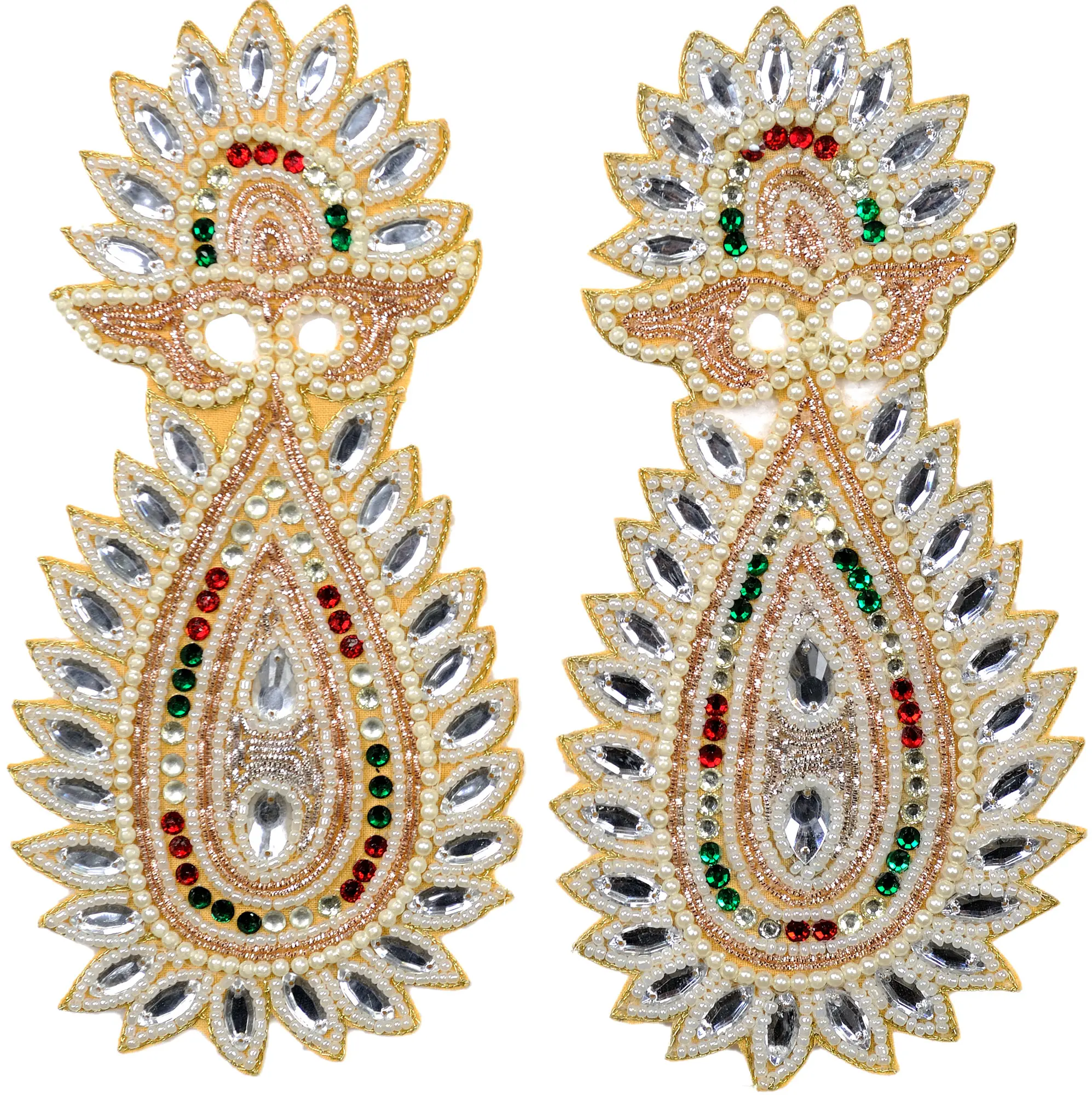 Ivory Designer Patch with Beadwork and Faux Pearls
