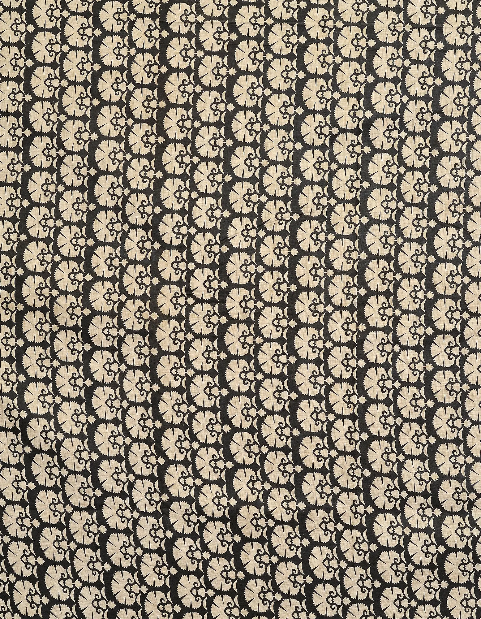 Black and Beige Colored Floral Printed Fabric from Jharkhand