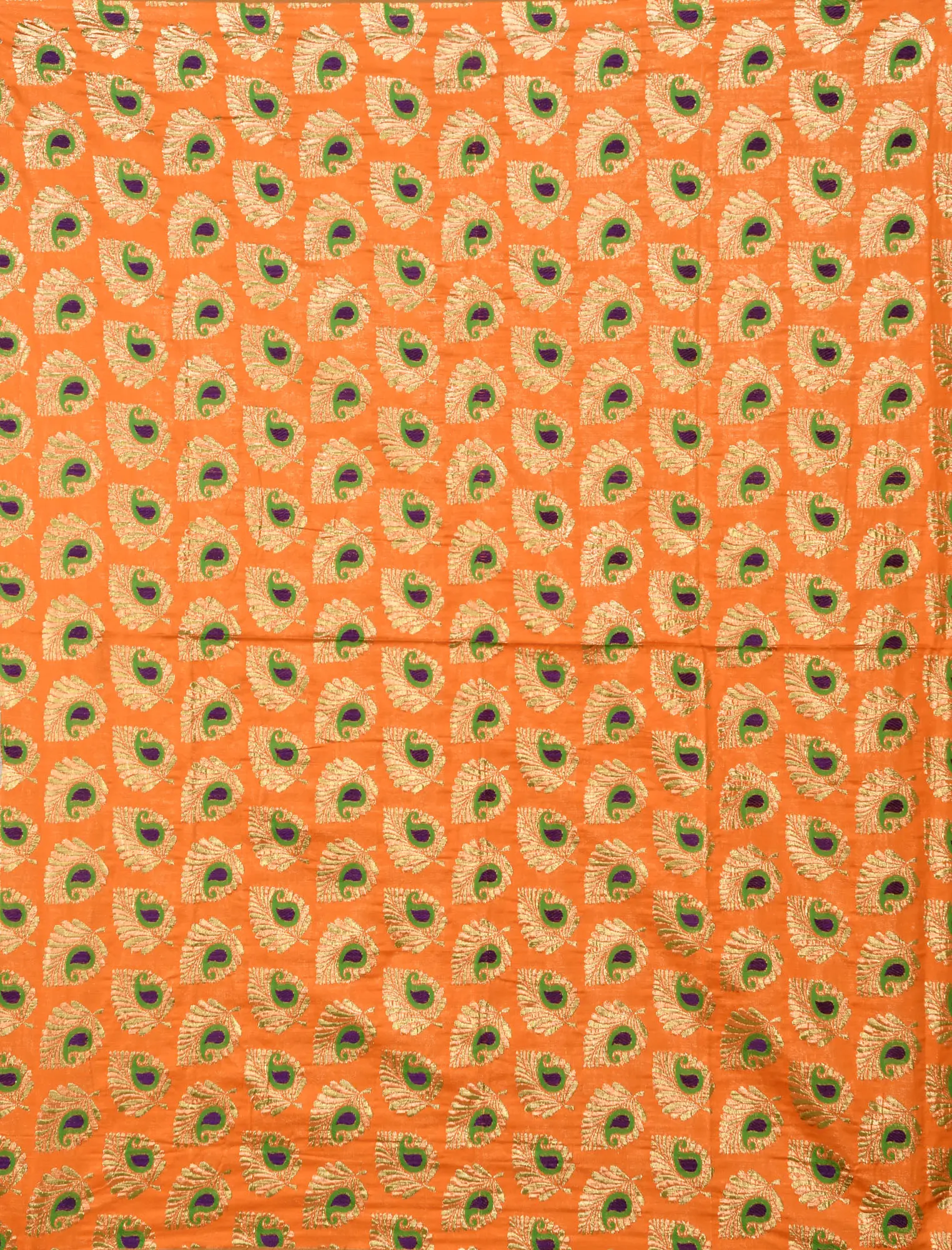Costume Fabric with Zari-Woven Leaves and Paisleys