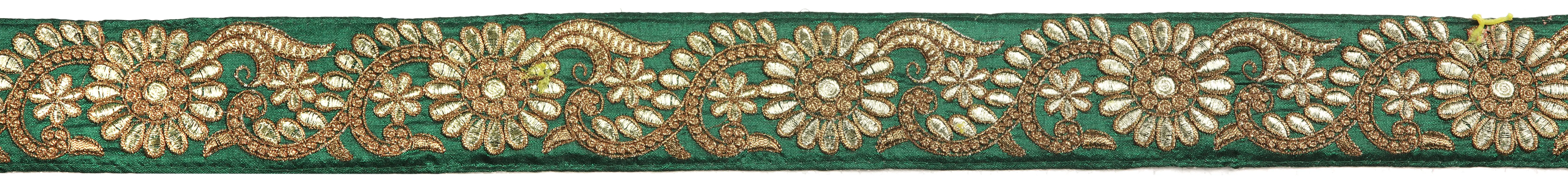 Fabric Border with Zari-Embroidered Flowers All-Over
