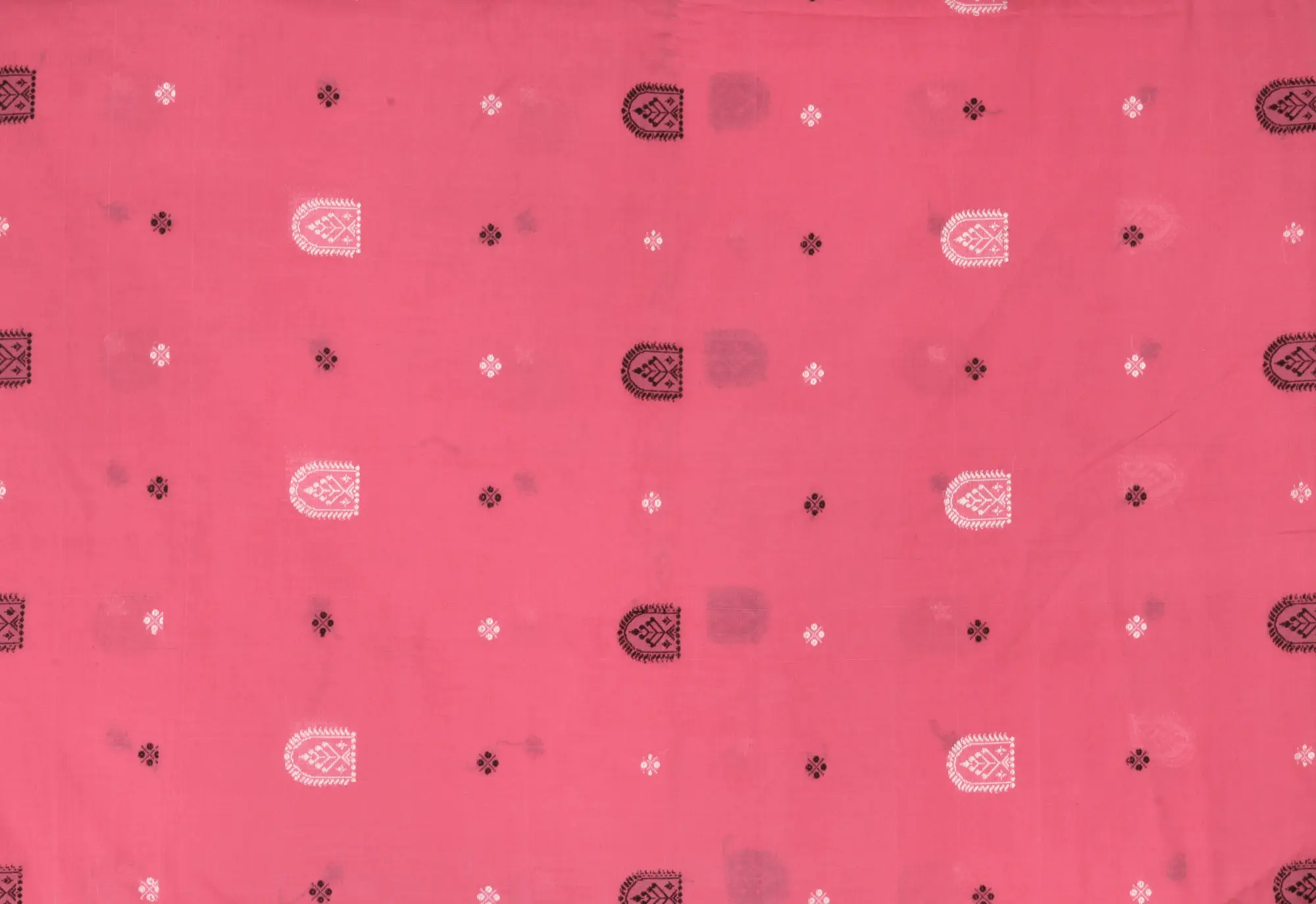 Hot-Pink Hand-Woven Fabric from Bangalore with Embellished Bootis