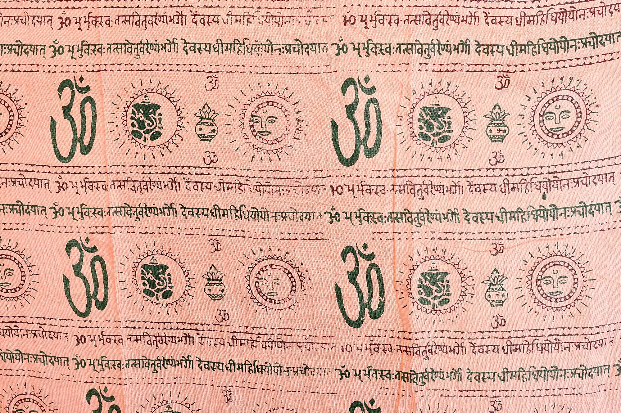 Om Prayer Shawl with Printed Gayatri Mantra, alternate view