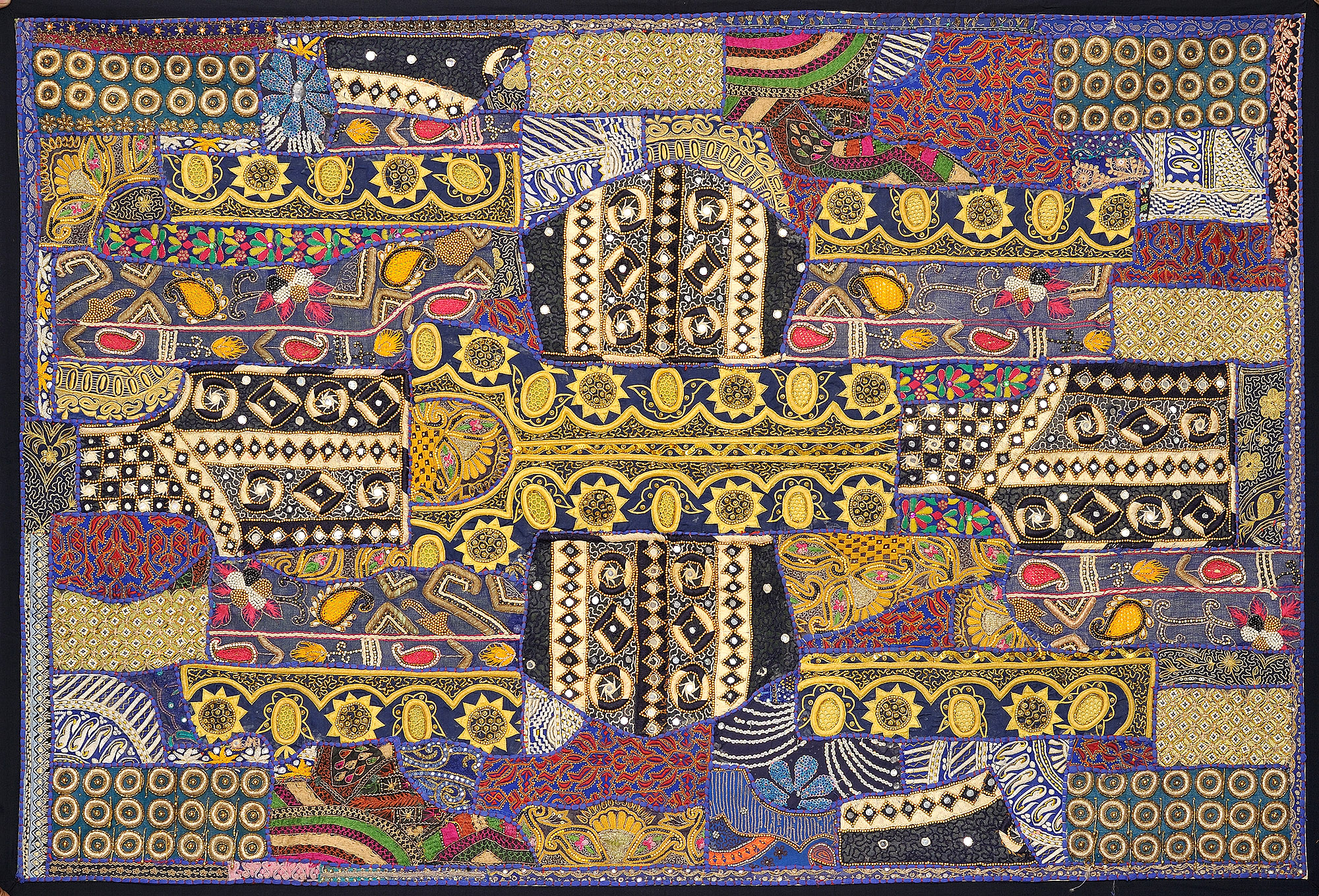 Densely Embroidered Wall Hanging from Kutch with Beadwork and Mirrors