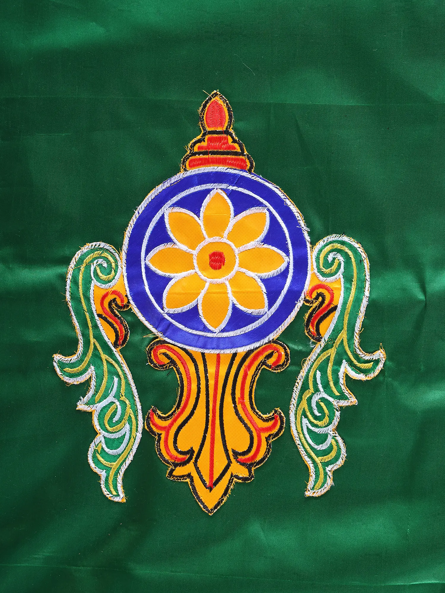 Vaishnava Symbols Auspicious Temple Curtain, alternate view