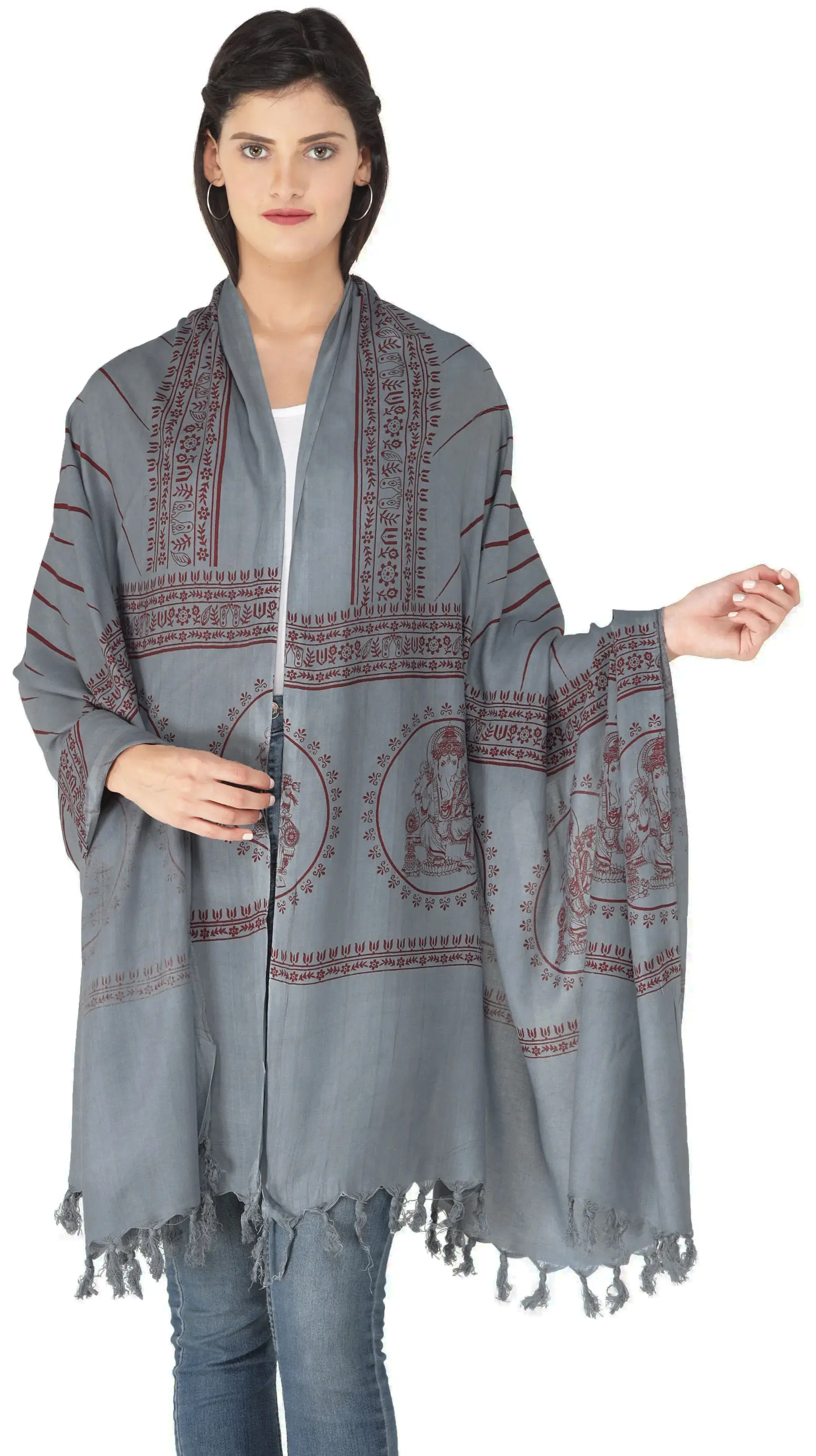 Lord Ganesha Hindu Prayer Shawl from Banaras