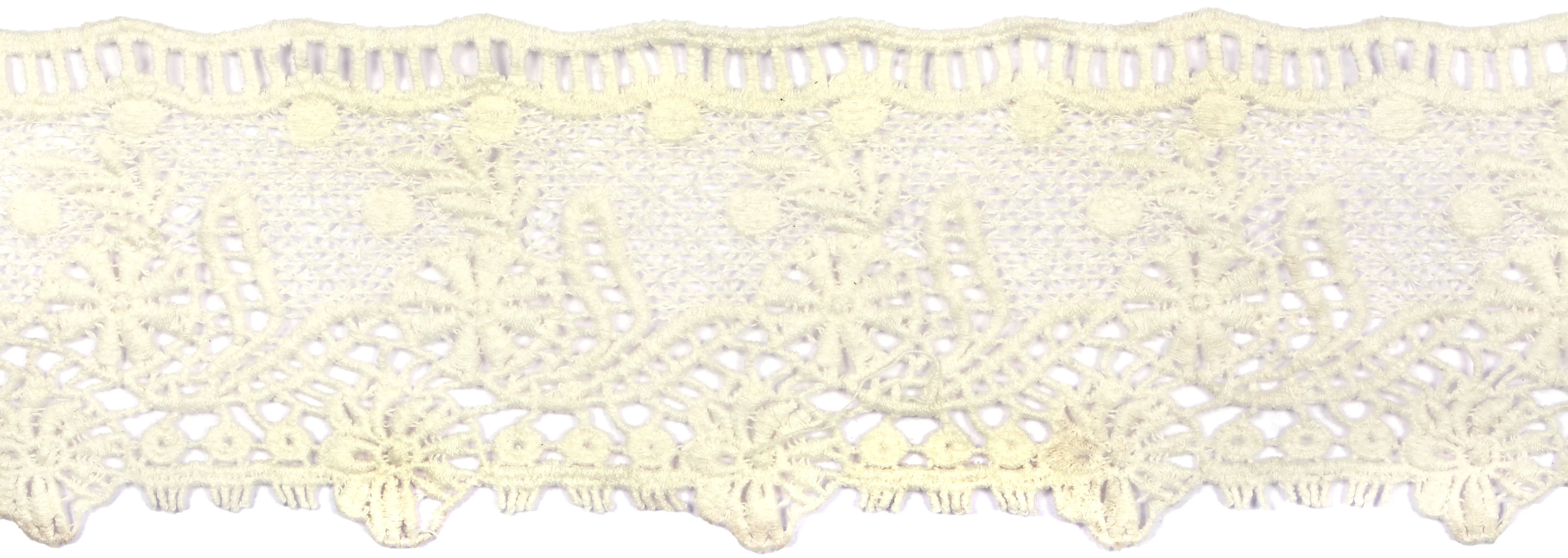 Ivory Floral Crochet Border with Cut-work