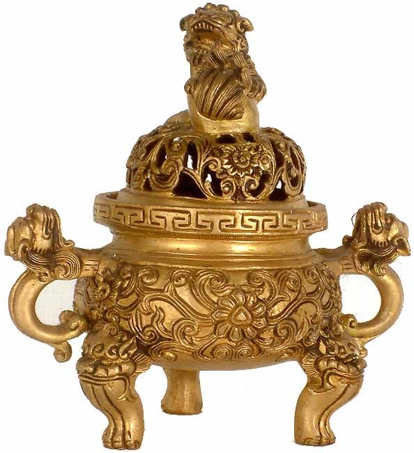 Snow Lion Incense Burner | Exotic India Art