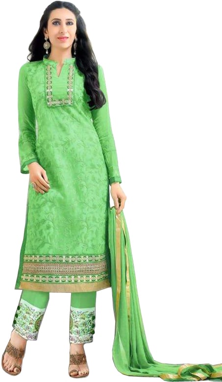 Absinthe-Green Karishma Trouser Salwar Kameez Suit with Aari-Embroidery  All-Over | Exotic India Art