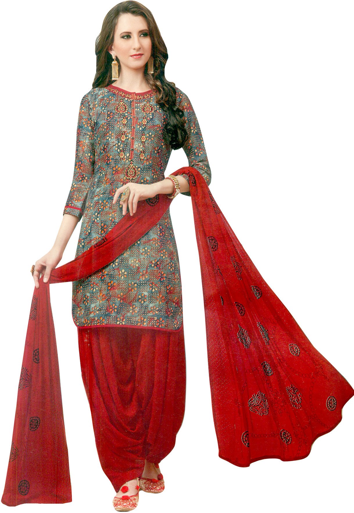 Buy Pranjul Pure Cotton Fully Stitched Printed Patiala Salwar Suit Set For  Women | Stylish & Trendy Straight Patiyala Suit Set-(SeaGreen, 1147_L) at  Amazon.in