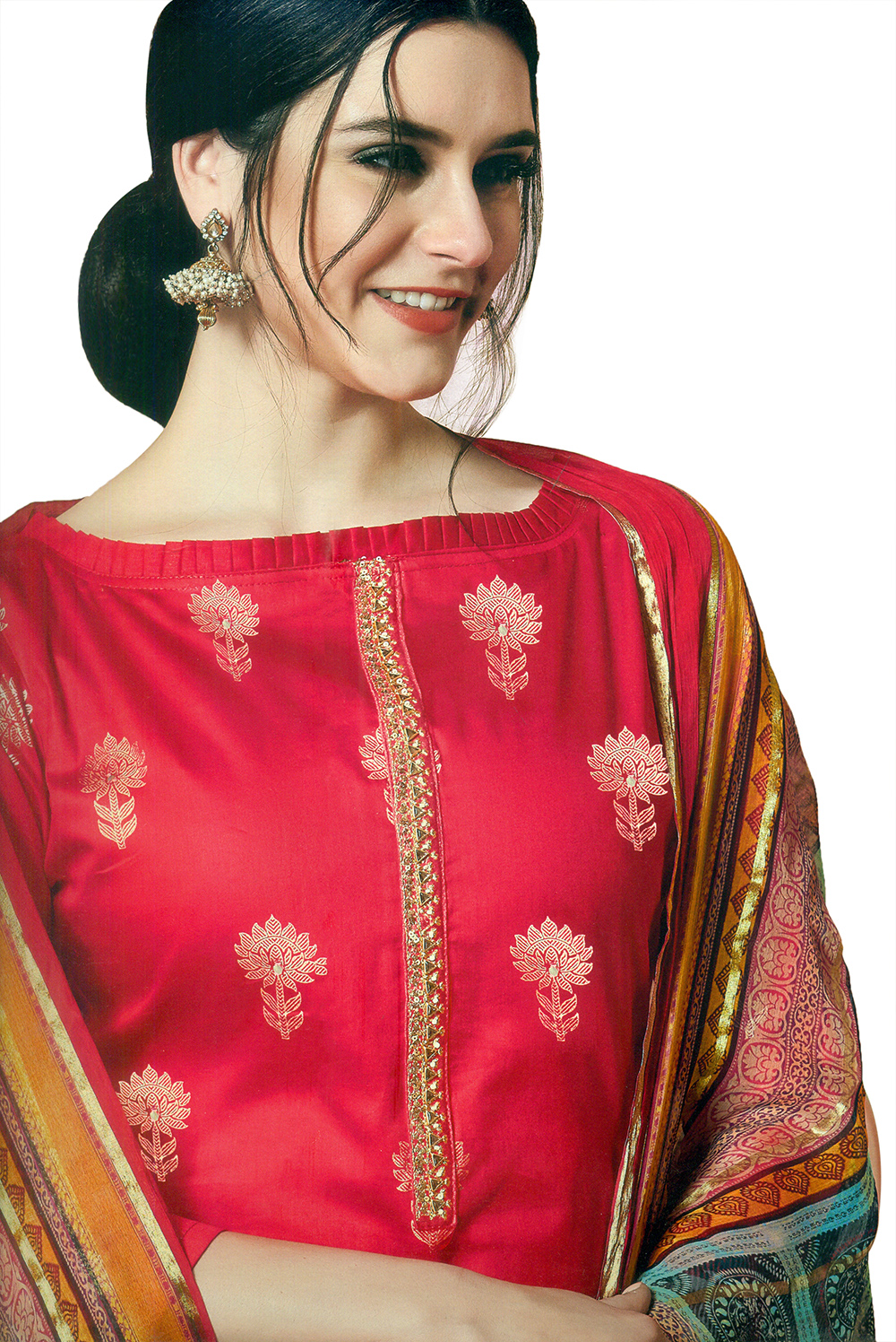 Buy Red Casual Wear Boat Neck Salwar Kameez Online for Women in USA