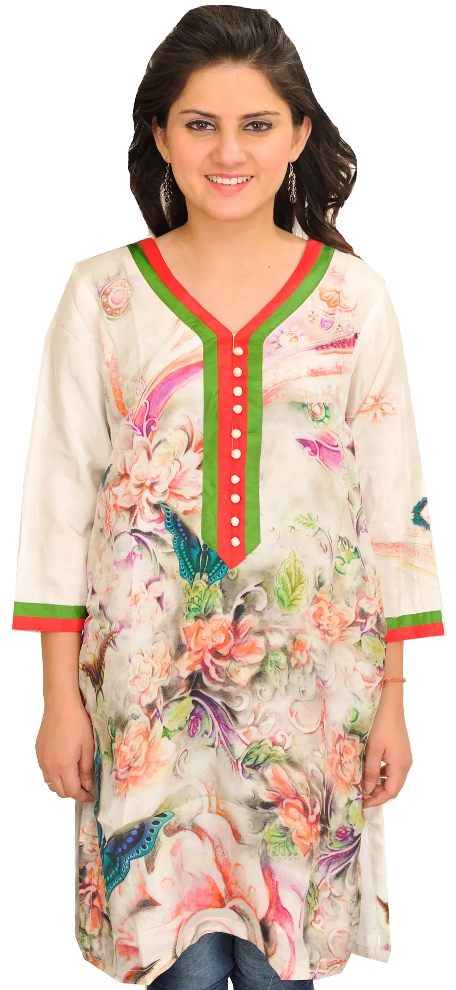 Off White Kurti with Digital Print