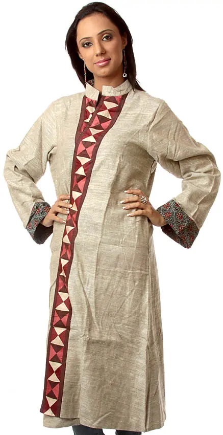 Gray Front-Open Reversible Unisex Robe from Ranthambore