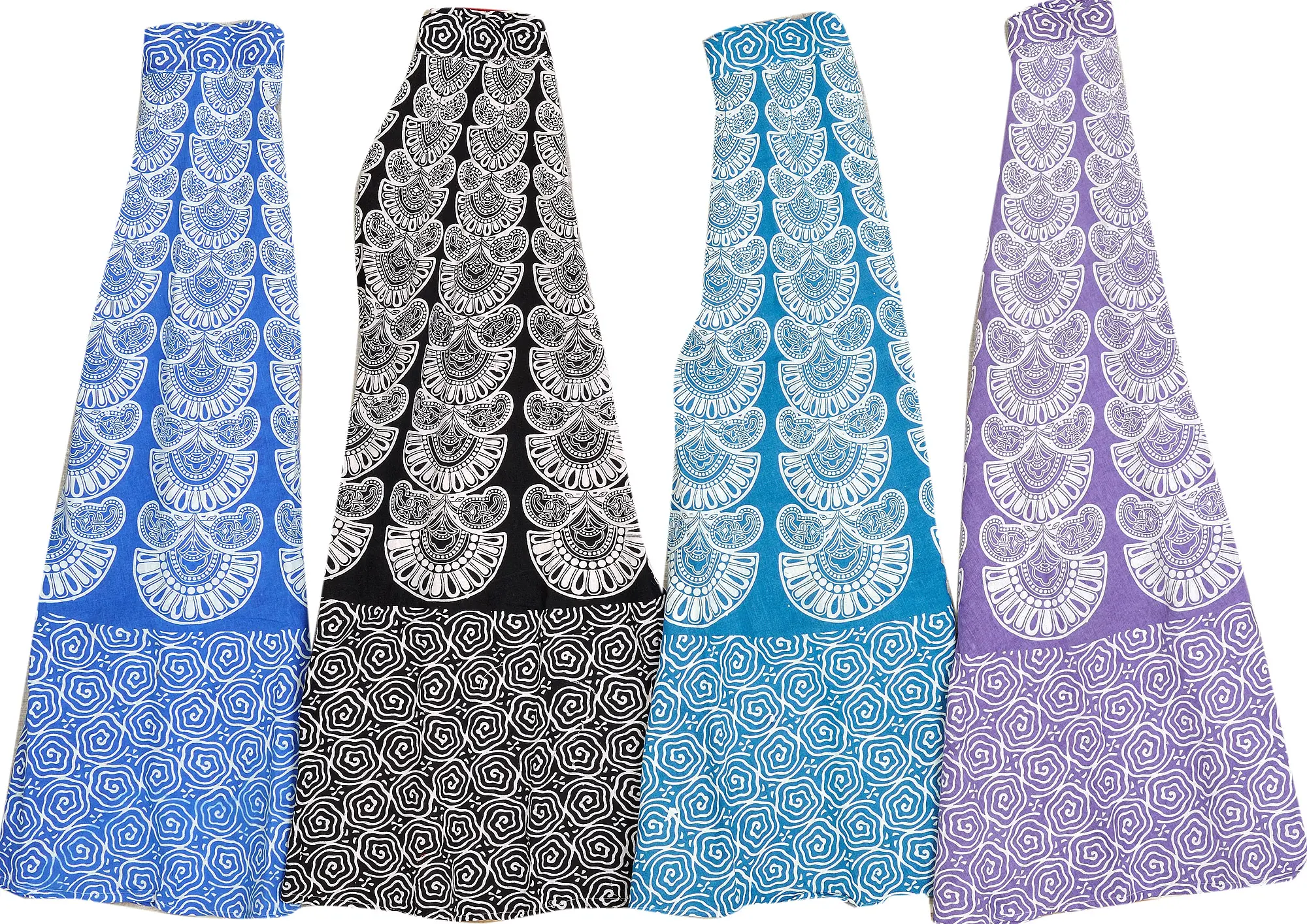 Lot of Four Long Wrap-Around Sanganeri Printed Skirts