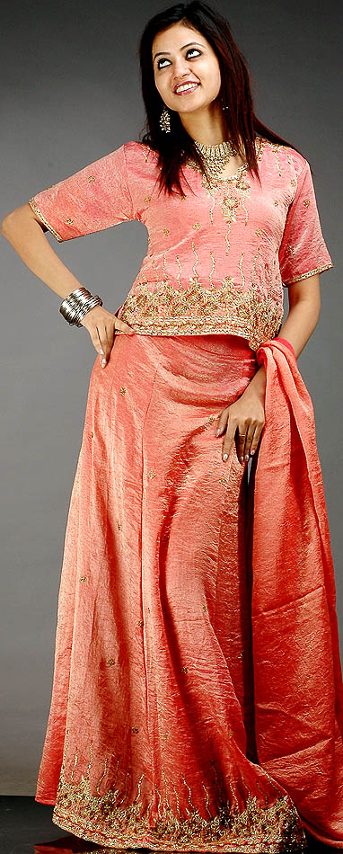 tissue lehenga design
