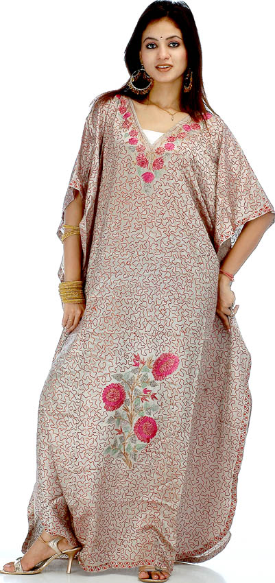 white and silver kaftan
