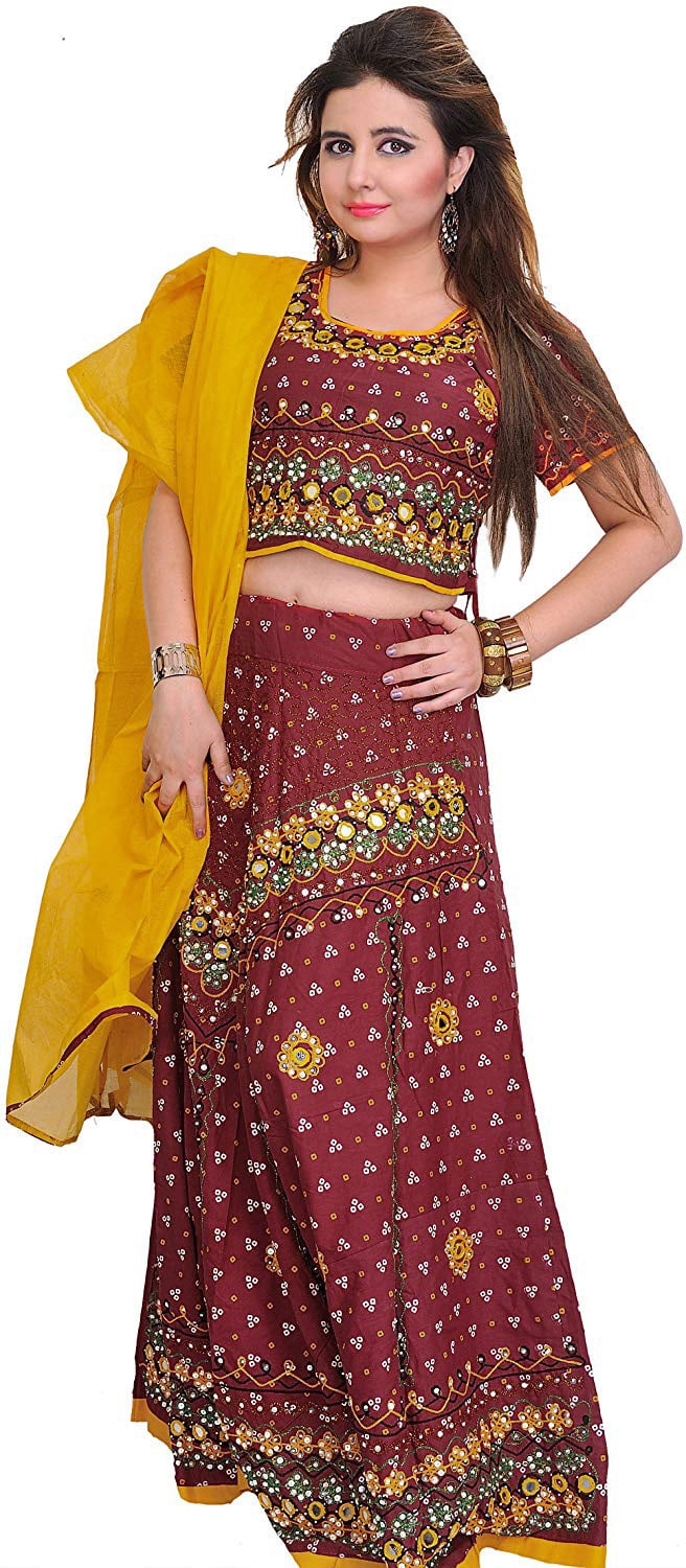 Red-Black Bandhej Lehenga Choli - Jaipur Handicrafts & Fashions - 78365-anthinhphatland.vn