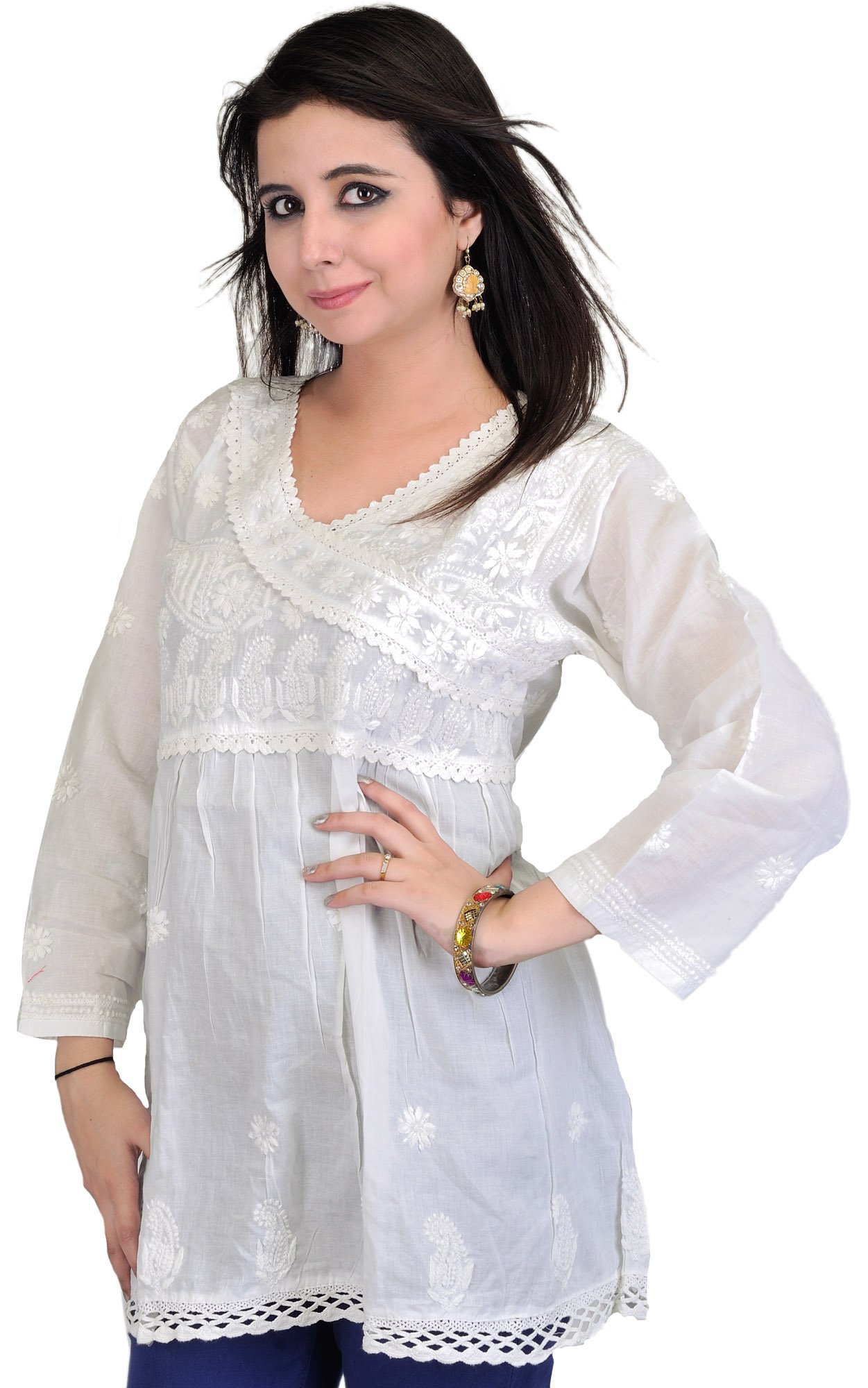 Share more than 81 white cotton chikan kurti latest - thtantai2