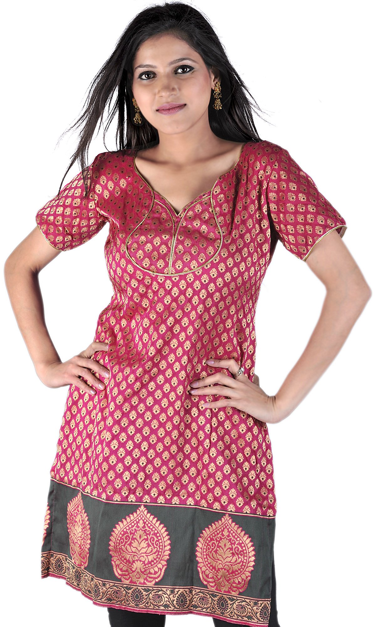 Buy Scarlet Red Banarasi Zari Angrakha Kurta With Dori Tie Up by ABHISHTI  at Ogaan Market Online Shopping Site