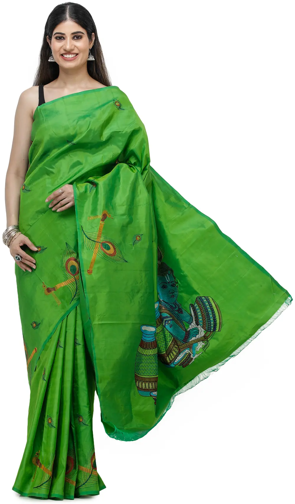 Balkrishna Embroidered Pure Silk Saree with Peacock Motifs from Chennai