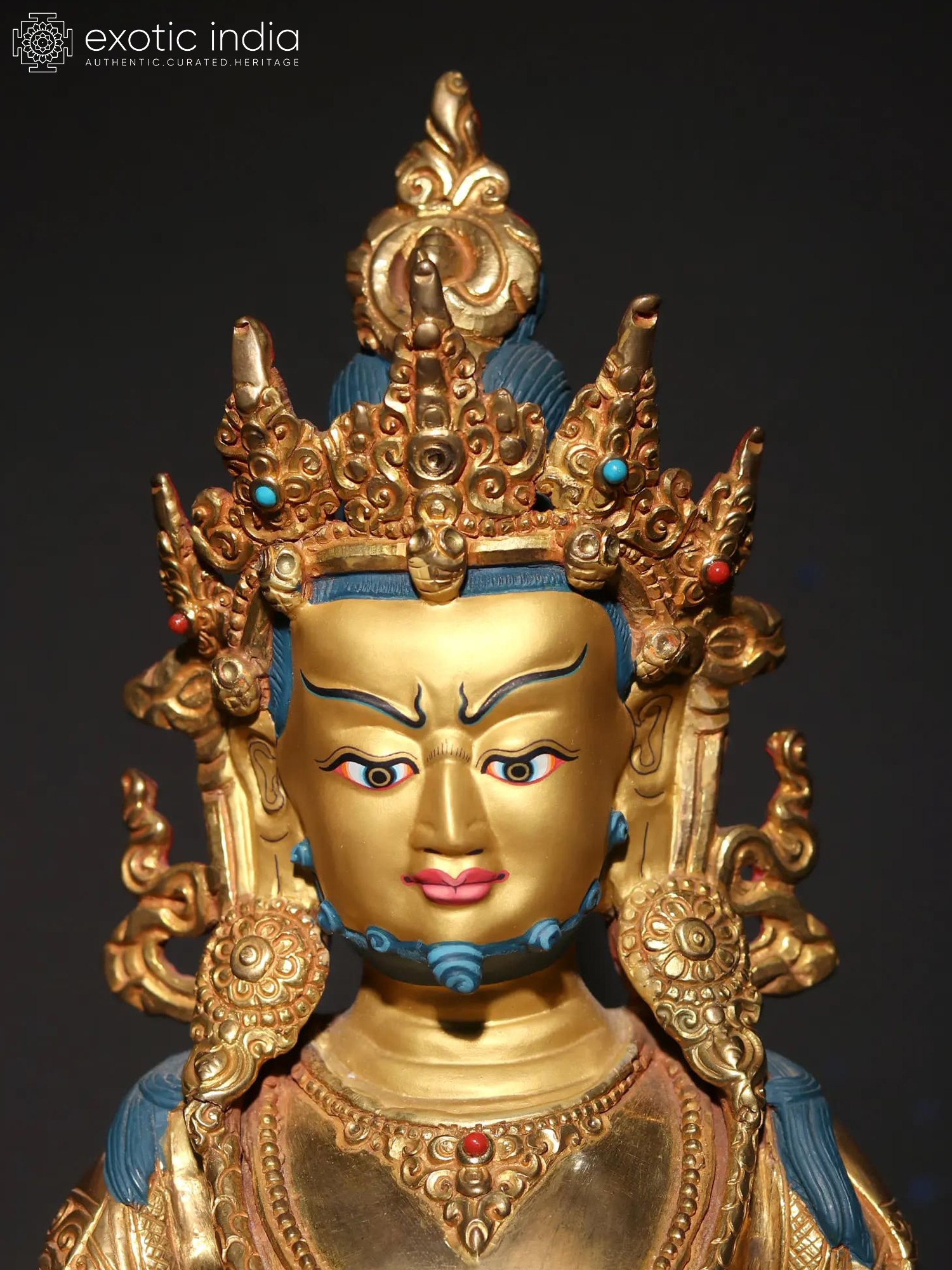 Tibetan Buddhist Deity Kubera - Copper Statue from Nepal | Exotic India Art