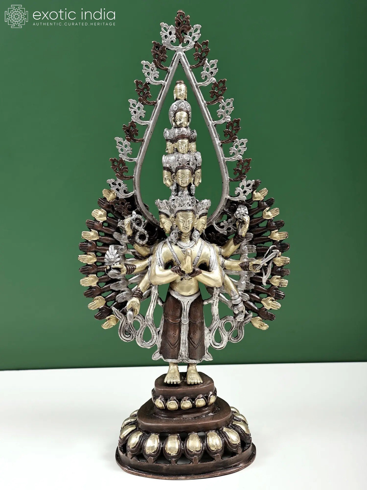 19" Eleven Headed Thousand-Armed Avalokiteshvara Brass Statue ...