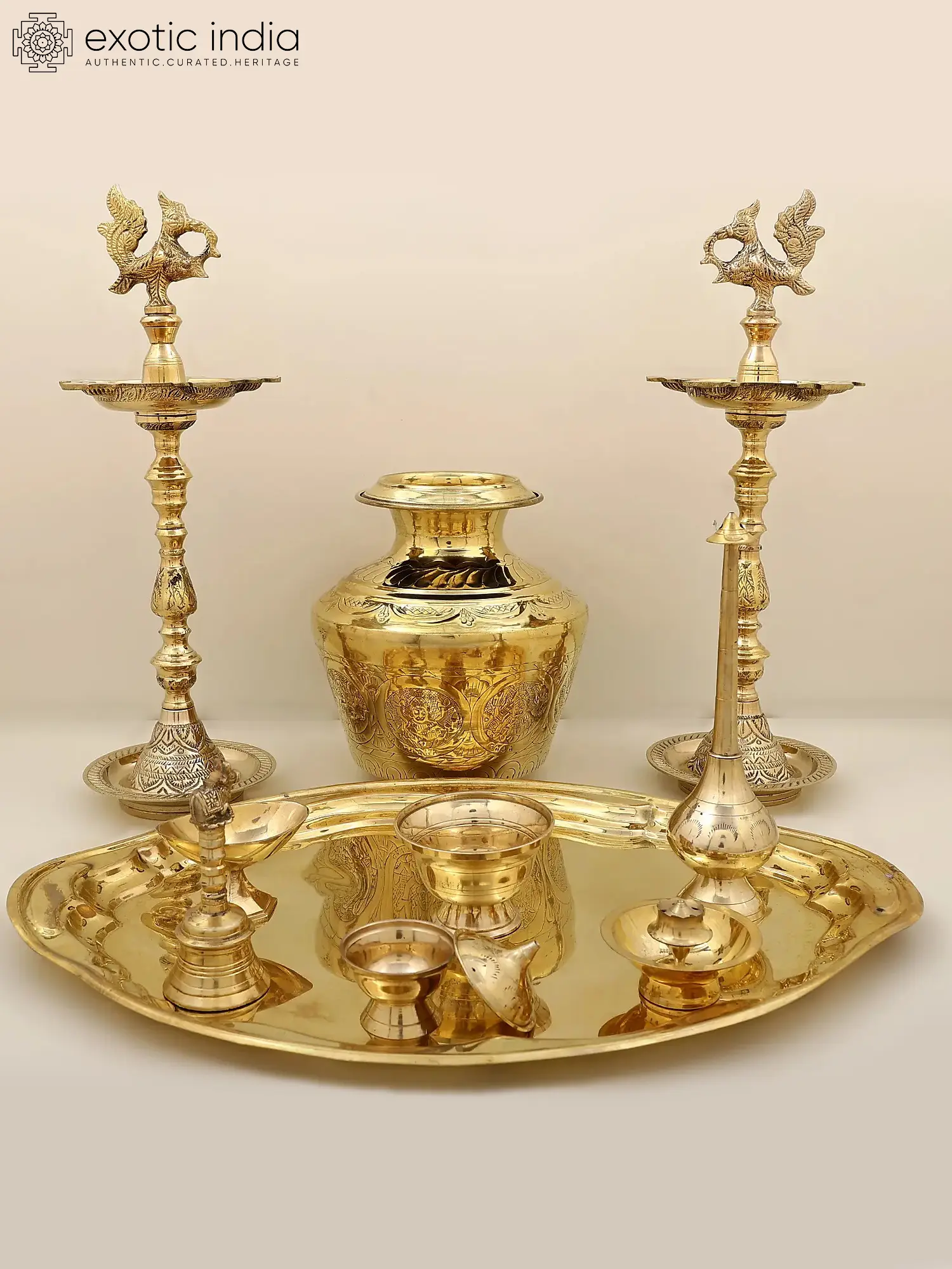 Brass Nirai Kudam Set | Exotic India Art