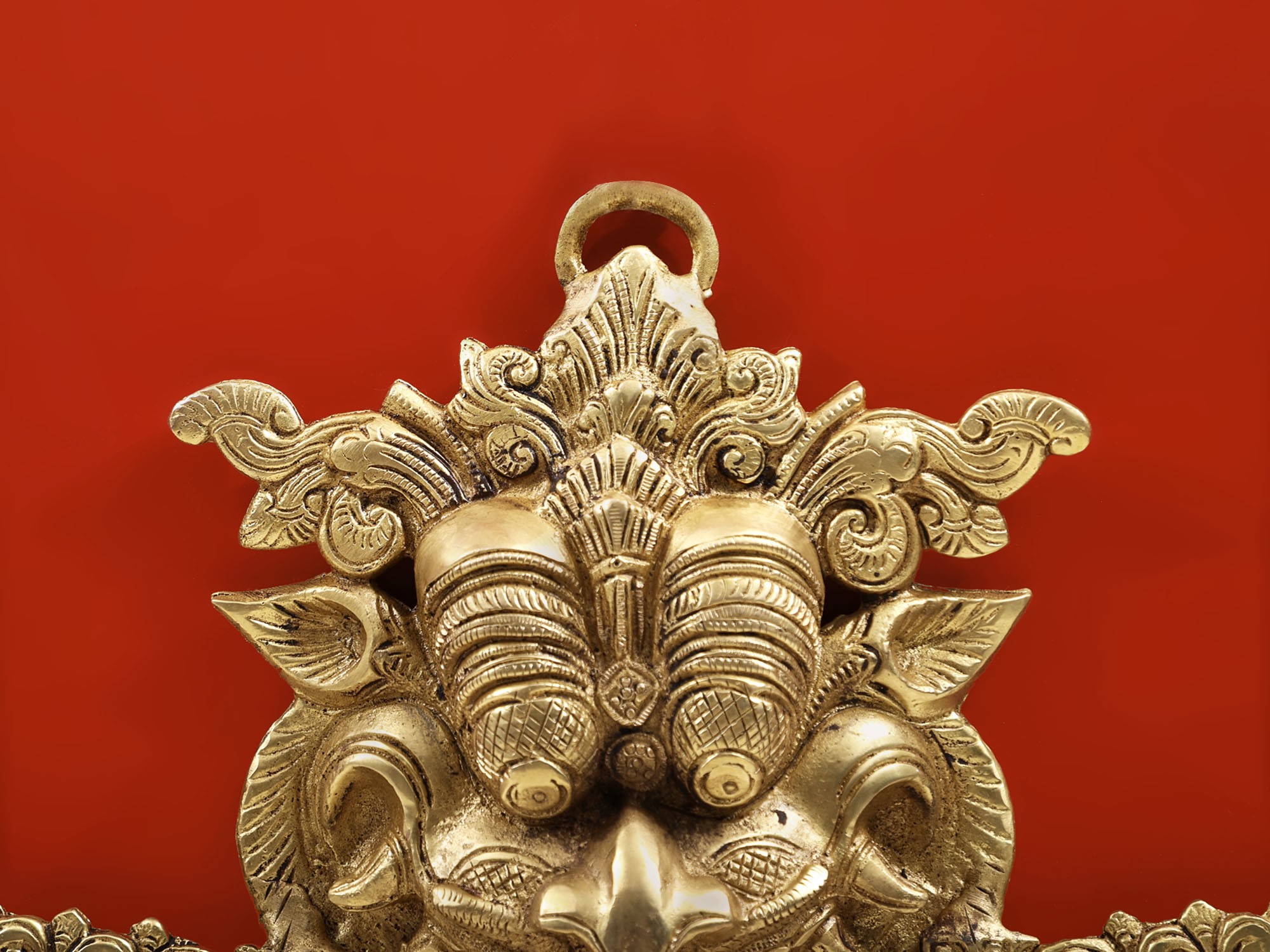 11" Kirtimukha Wall Hanging Mask (Ward off Evil) In Brass Exotic India Art