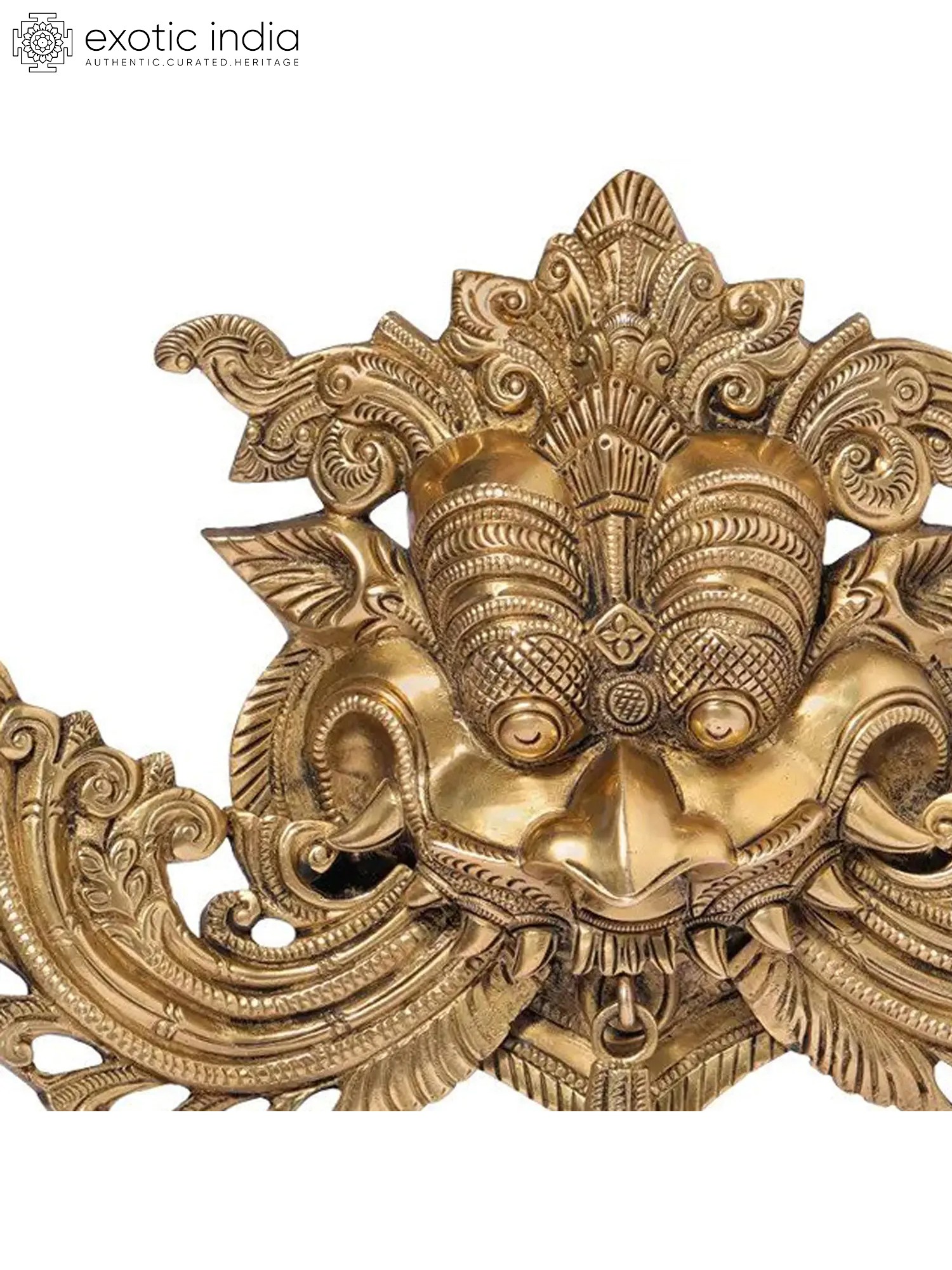 Brass Kirtimukha Sculpture Handcrafted Sarota | Rare Antique Walnut Cracker | South hot Indian Mythical For Temple Pooja