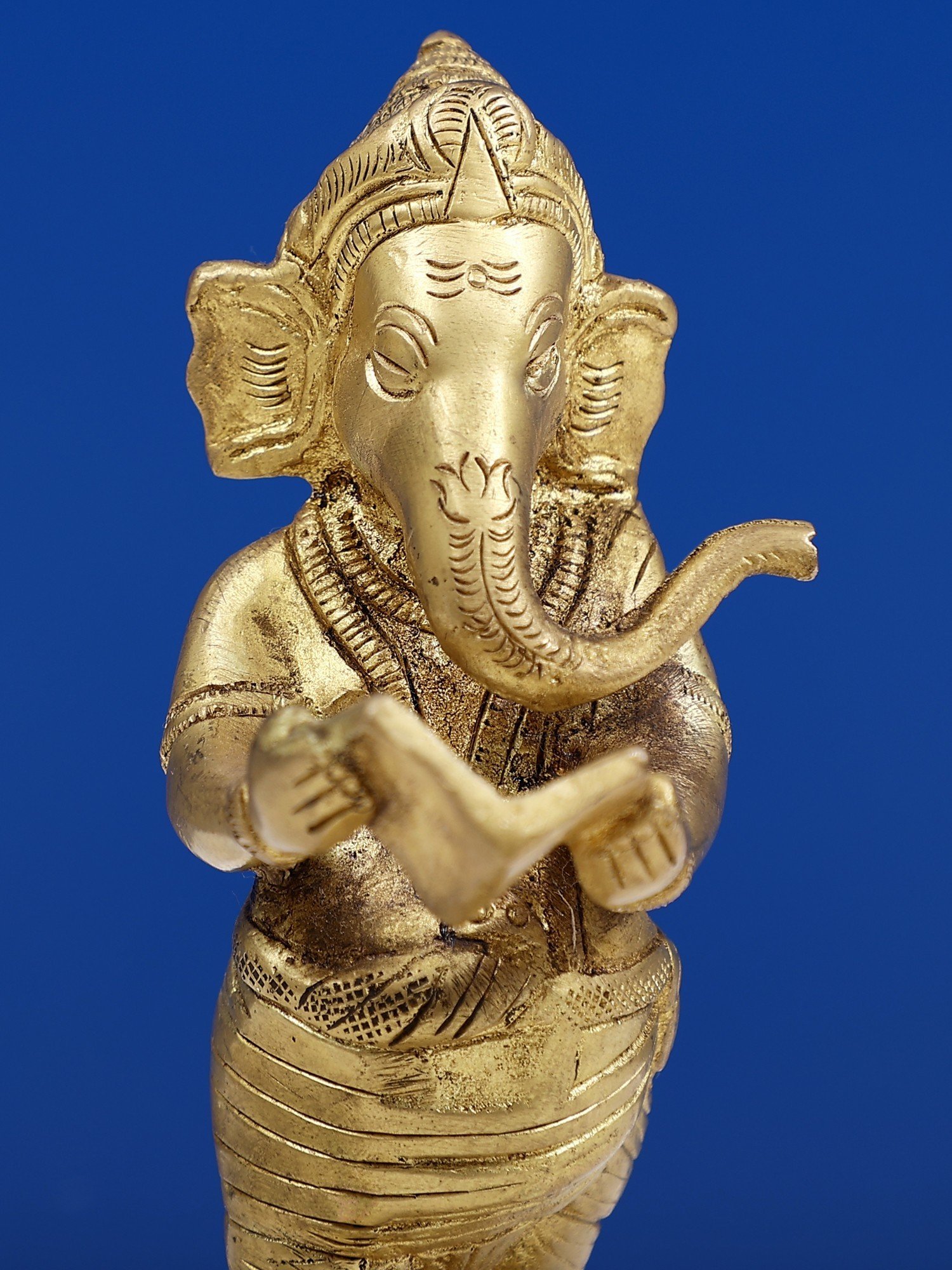 6" Small Brass Lord Ganesha Reading The Mahabharata | Exotic India Art