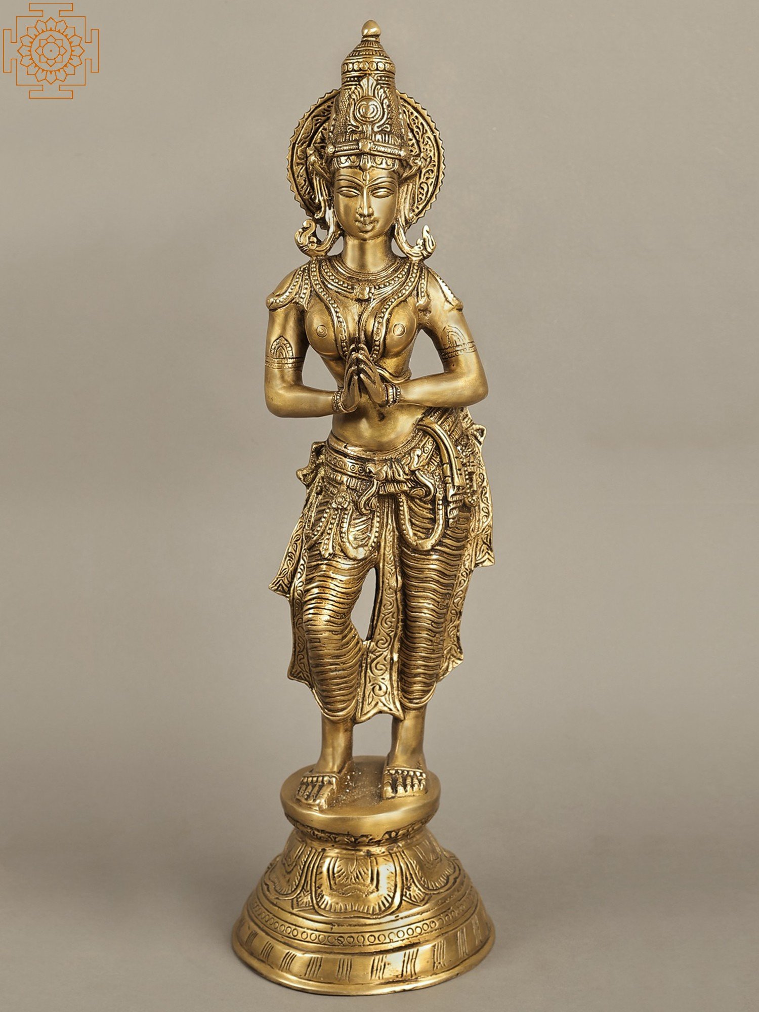 28 Large Sized Gracious Namaste Lady | Brass Statue | Handmade | Made In  India
