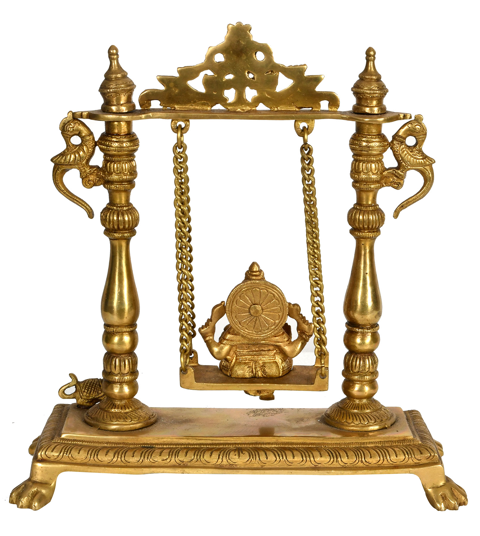 11" Lord Ganesha on A Swing In Brass Handmade Made In India
