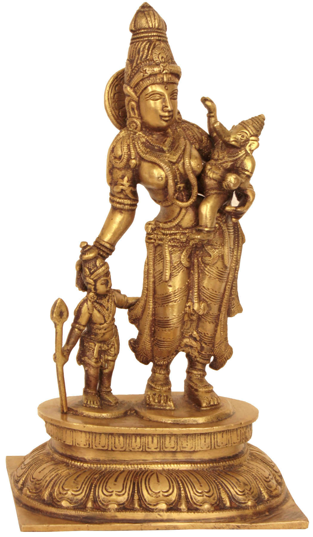 Goddess Parvati with Her Sons Ganesha and Karttikeya
