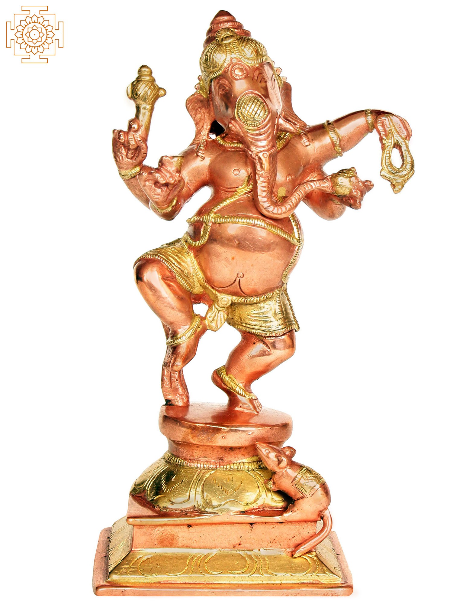 3.5 Dancing Ganesha Brass Nritya Ganapati Statue In Dance Posture