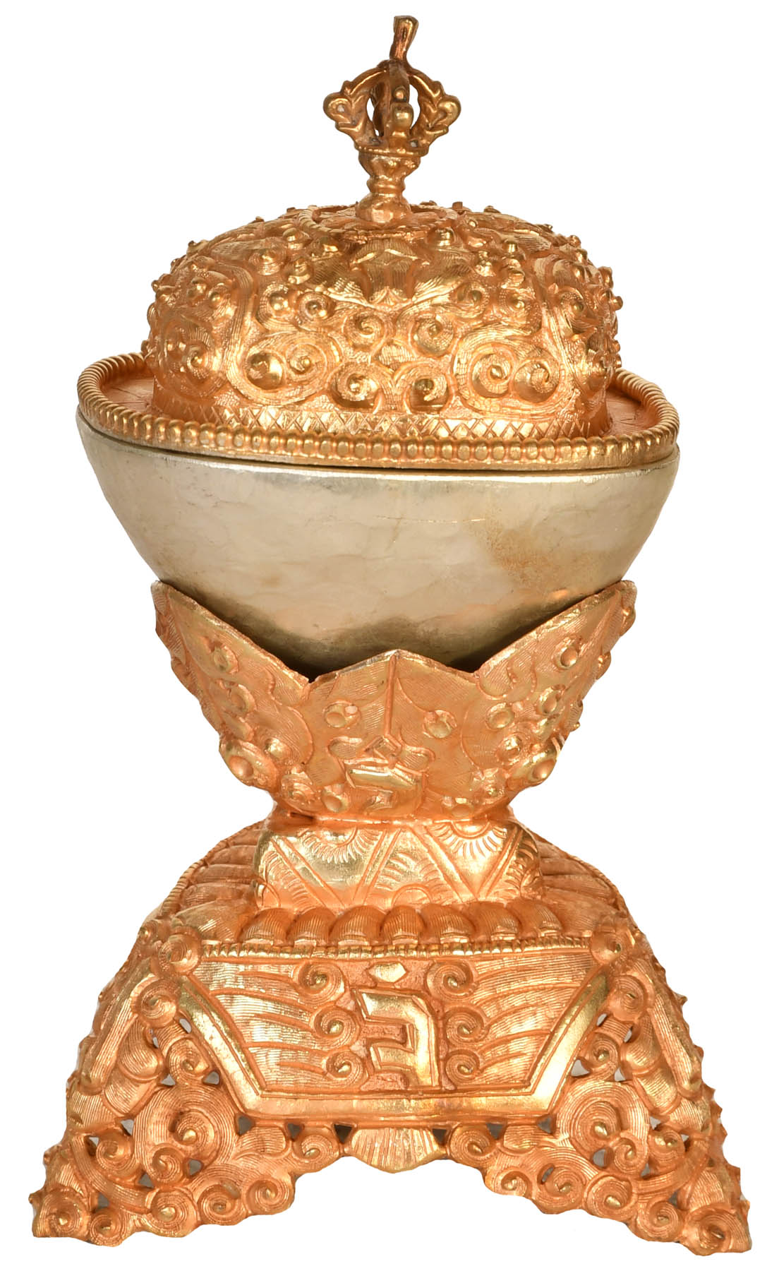 Tibetan Buddhism tantrick ritual brass kapala set / skull kup / skullcup
