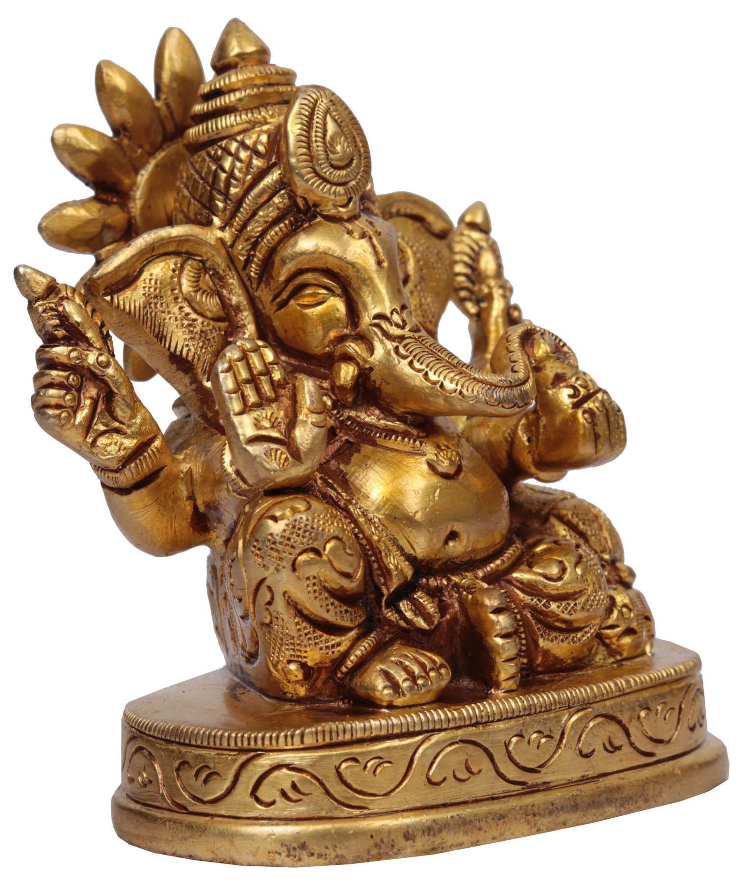 Exotic India ZCB92 Lord Small Ganesha Brass Statue Gold