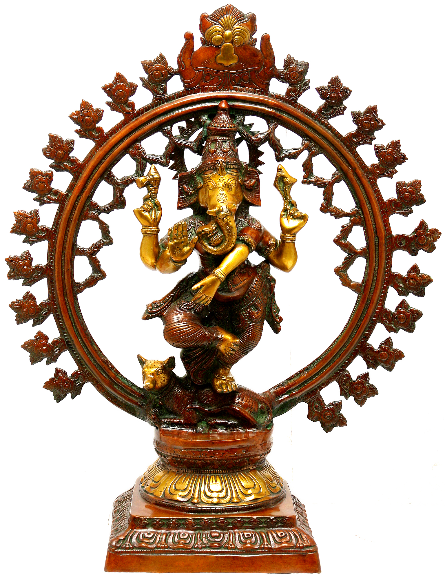 Feiner tanzender Shiva Nataraja Messing braungold 29cm 2,2kg Hinduismus Ganesha 