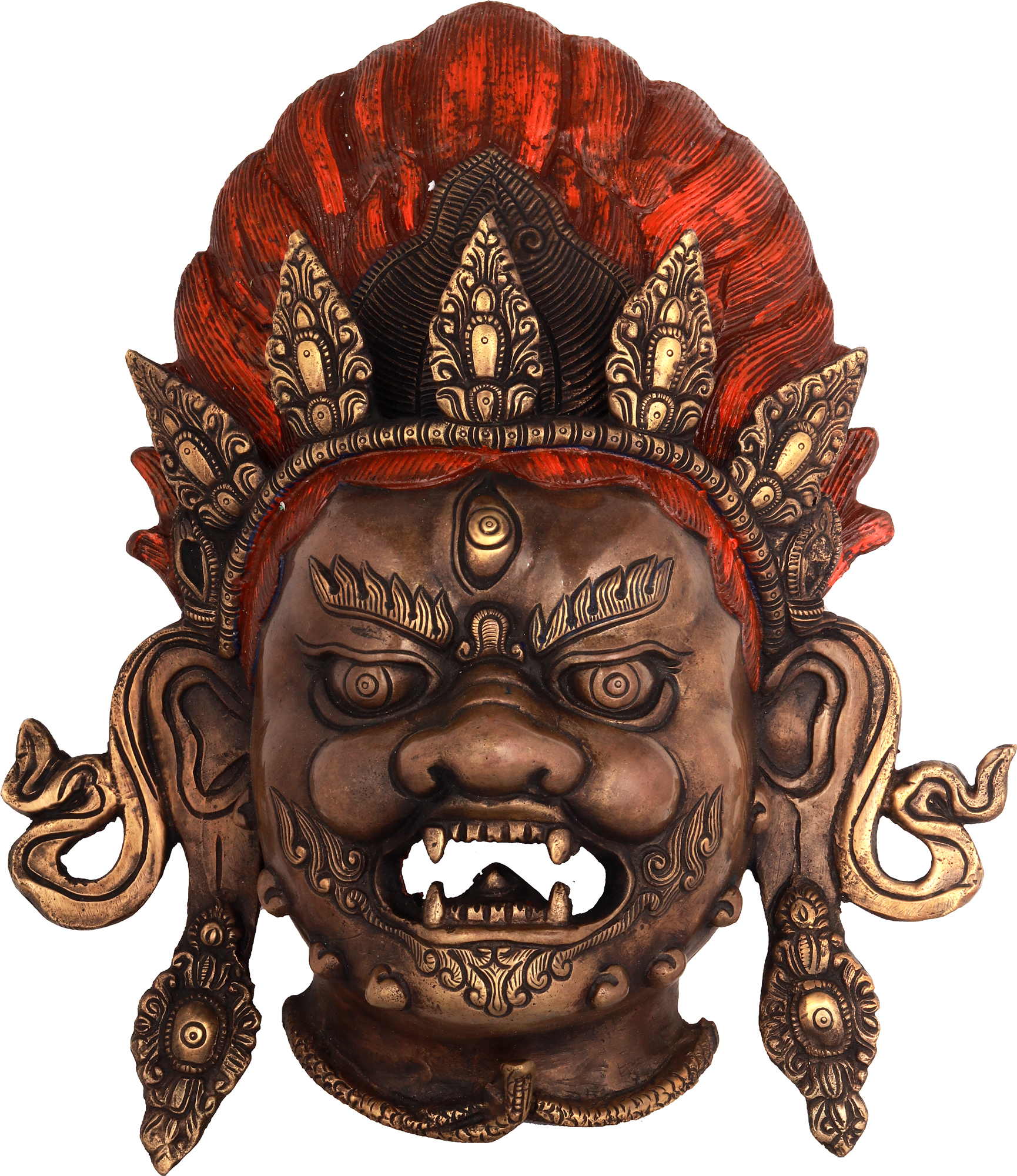 Tibetan Buddhist Mahakala Mask (Made in Nepal Wall Hanging) Exotic