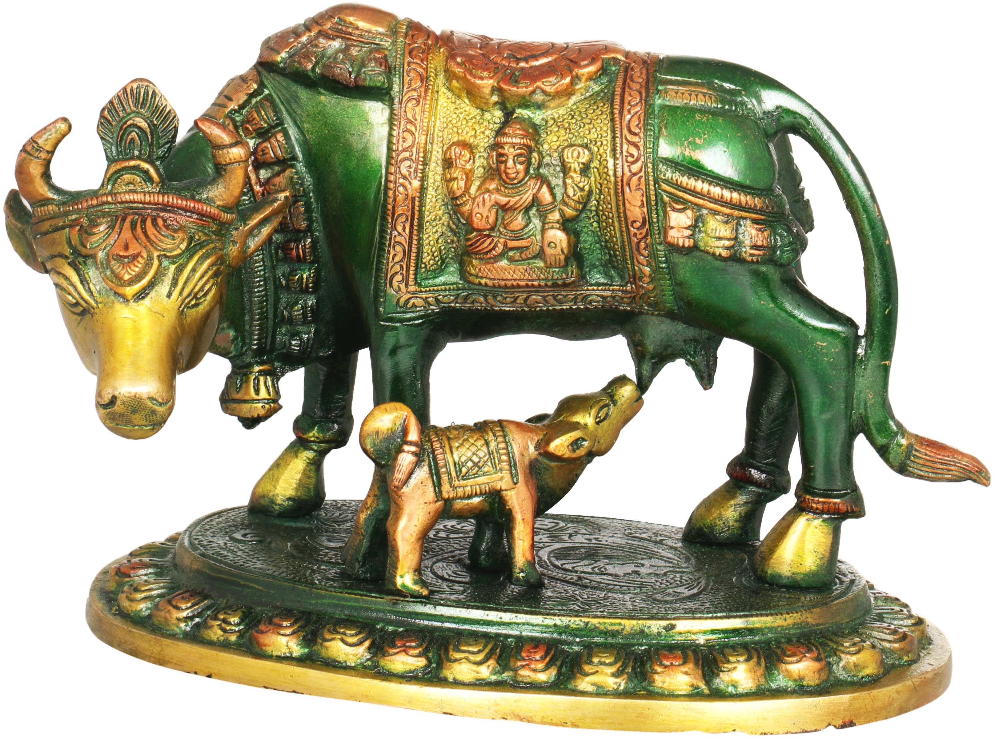 Cow and Calf (Saddle Decorated with Lakshmi and Ganesha)