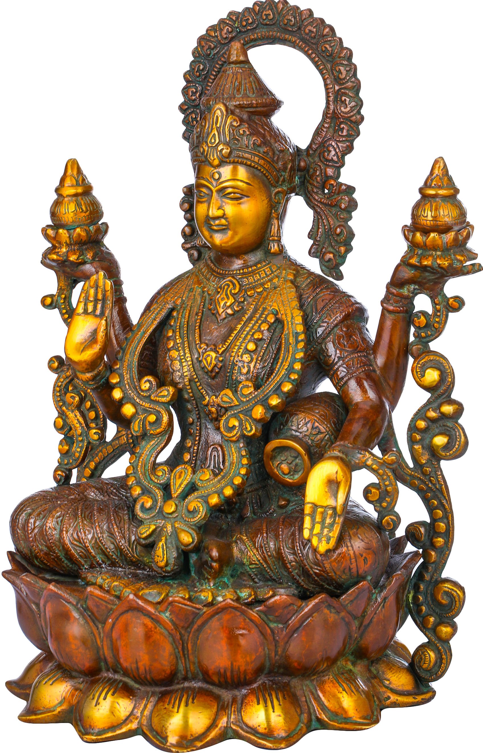 Gangesindia Vishnu Priya Goddess Lakshmi Brass Sculpture