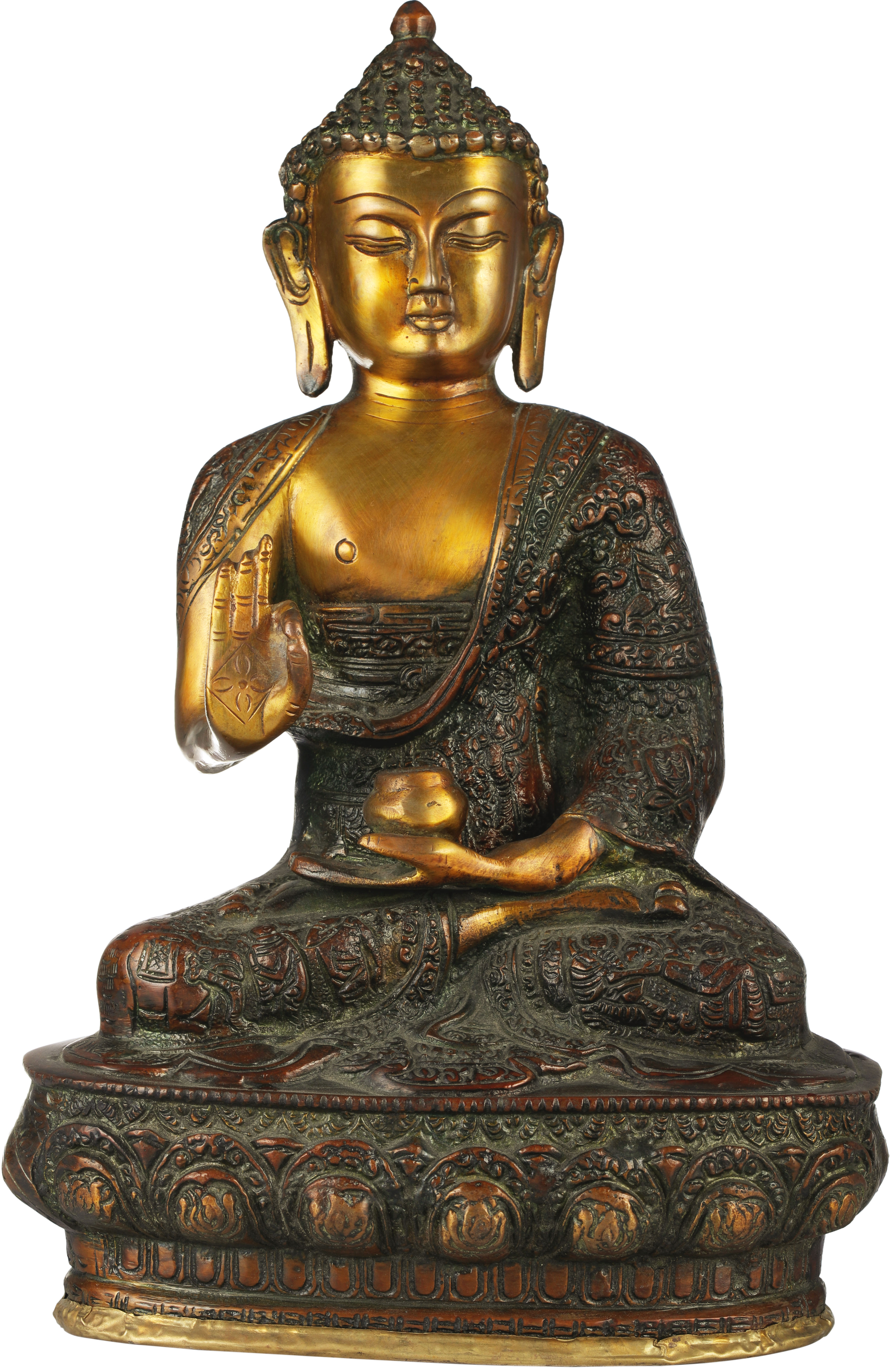 Collectible Handmade Carved  Statue Buddha India Copper Brass Bronze 