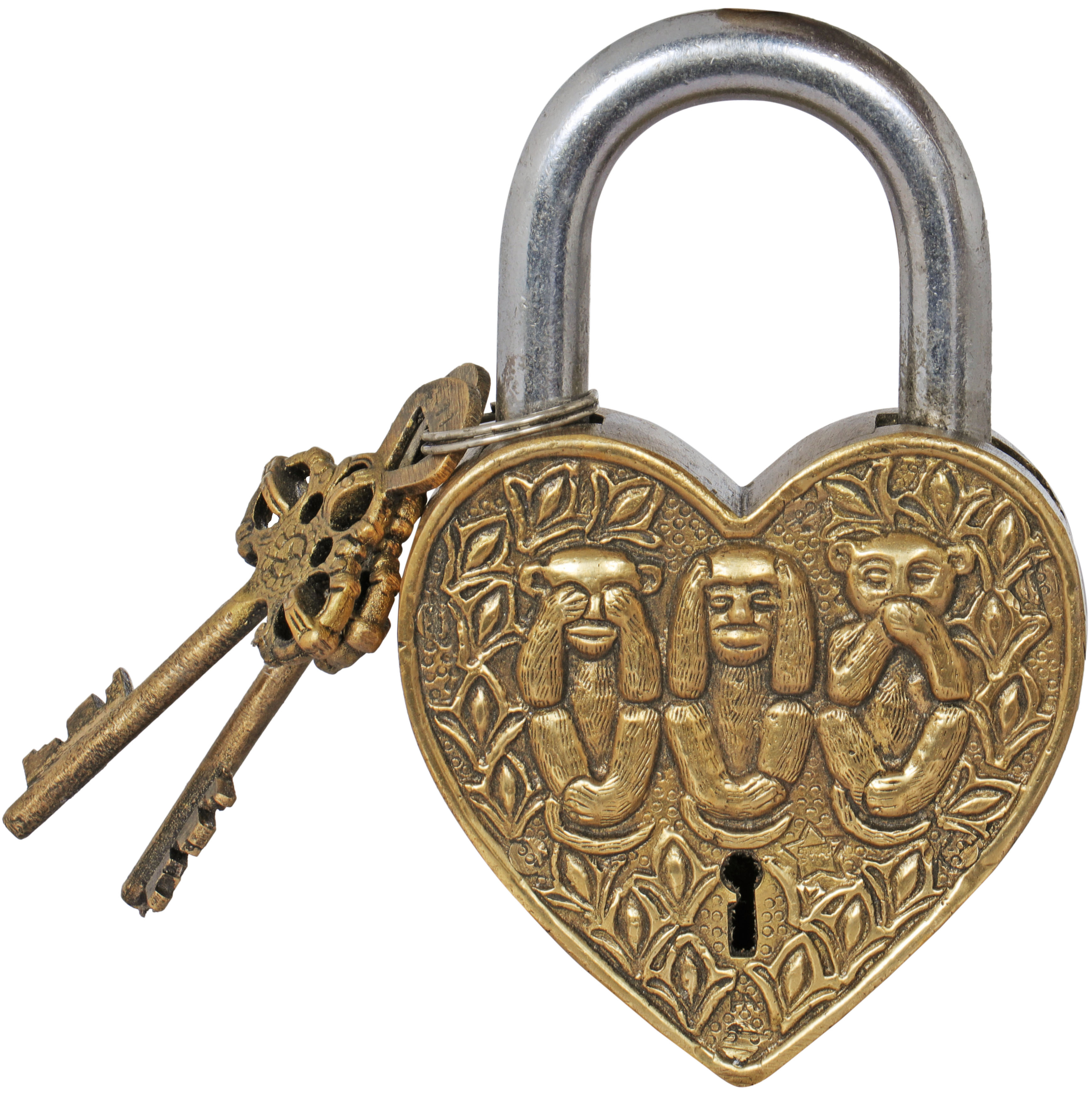 Three Wise Monkeys Lock | Exotic India Art