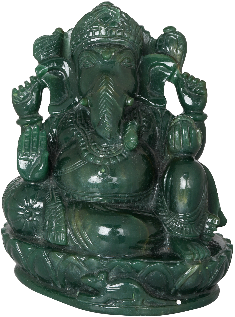 Lord Ganesha Carved in Jade Gemstone