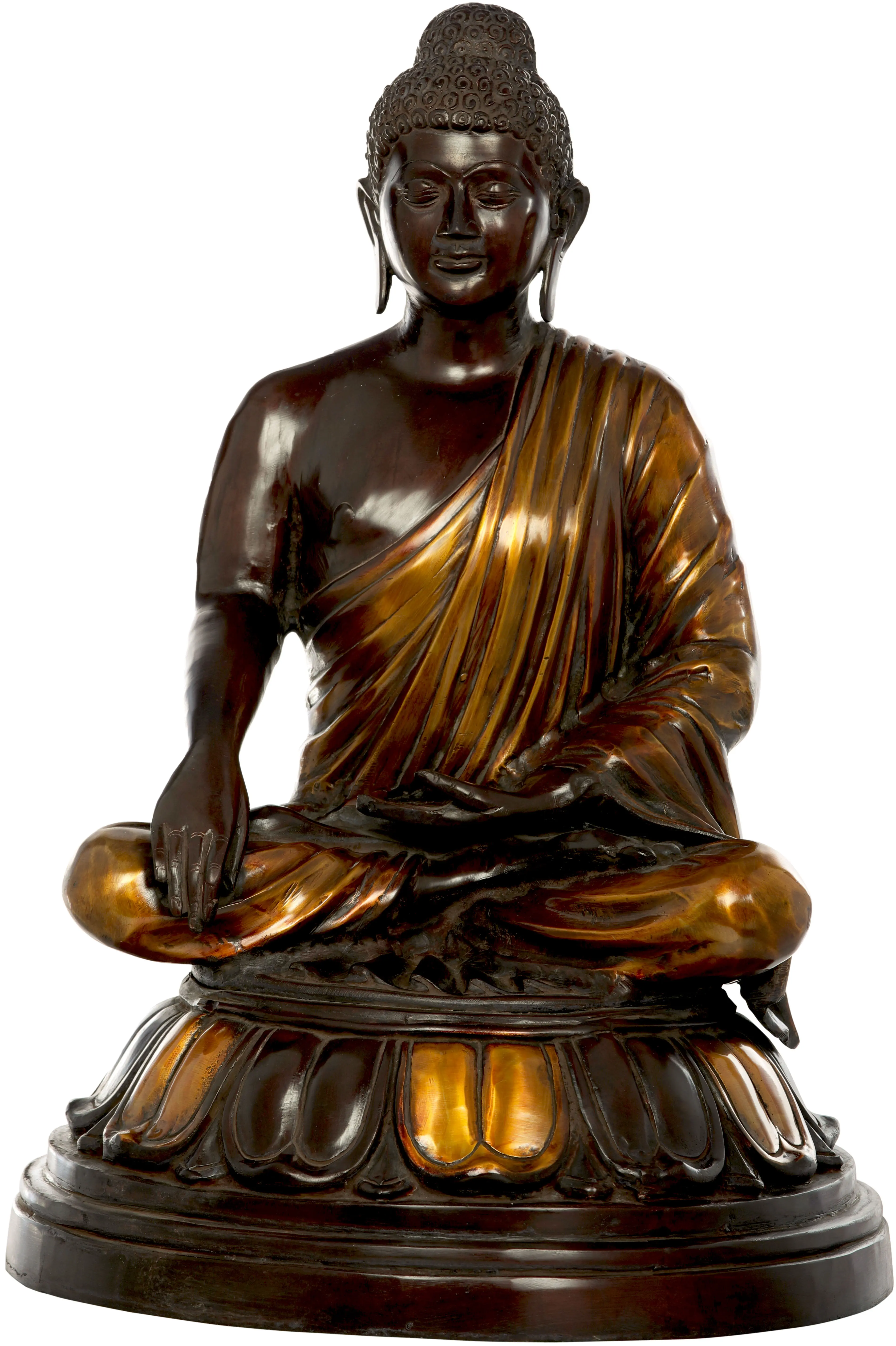 Brass Statue Exotic India Tibetan Buddhist Lord Buddha in Dharmachakra Mudra Made in Nepal 