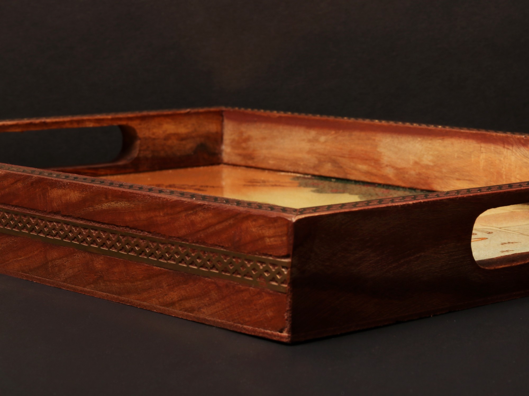 12" Wooden Mughal Serving Tray Exotic India Art