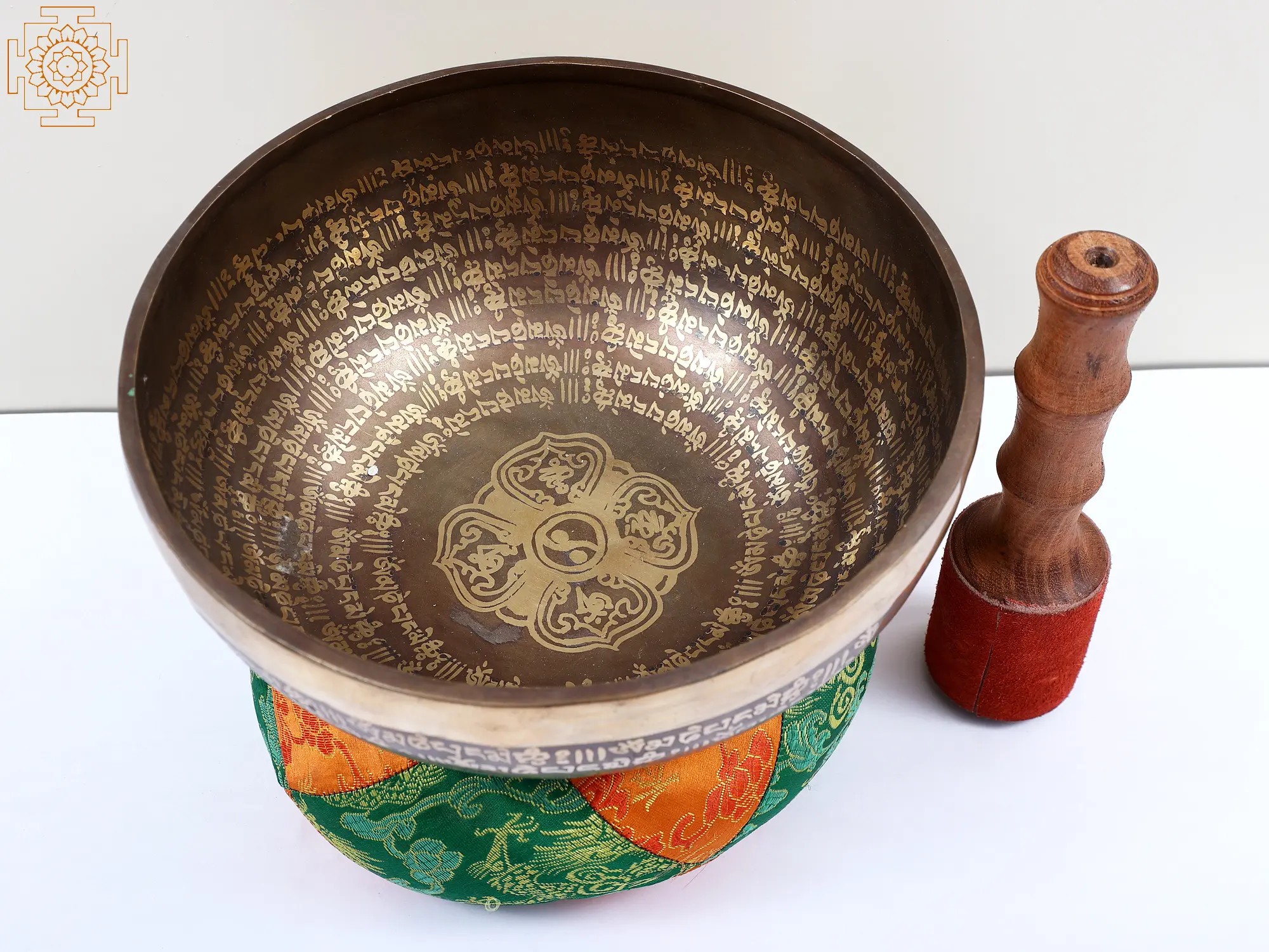 8" Densely Engraved Tibetan Buddhist Singing Bowl With Yin-Yang Carved ...