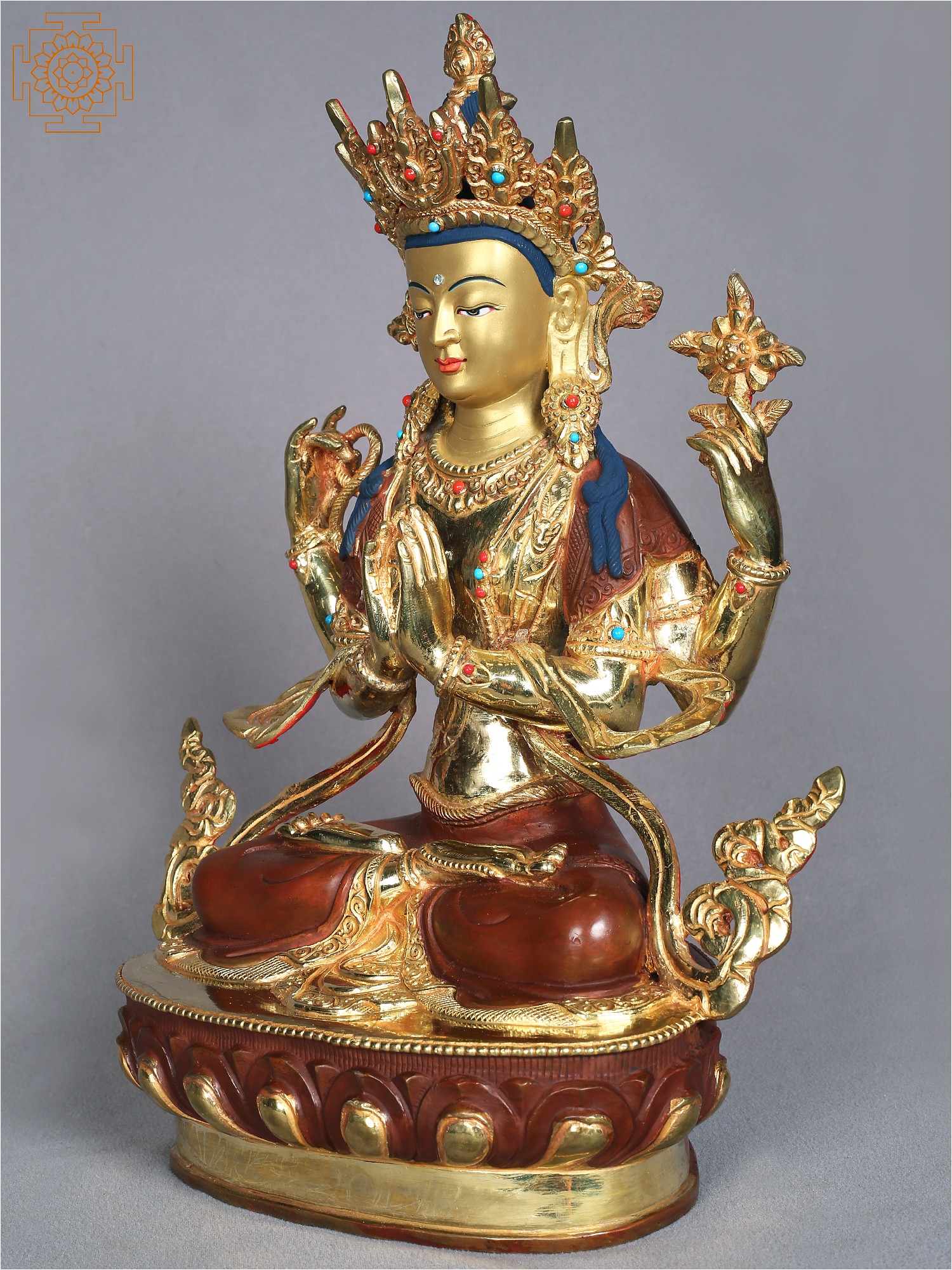 14" Tibetan Buddhist Deity Chenrezig Avalokiteshvara From Nepal ...