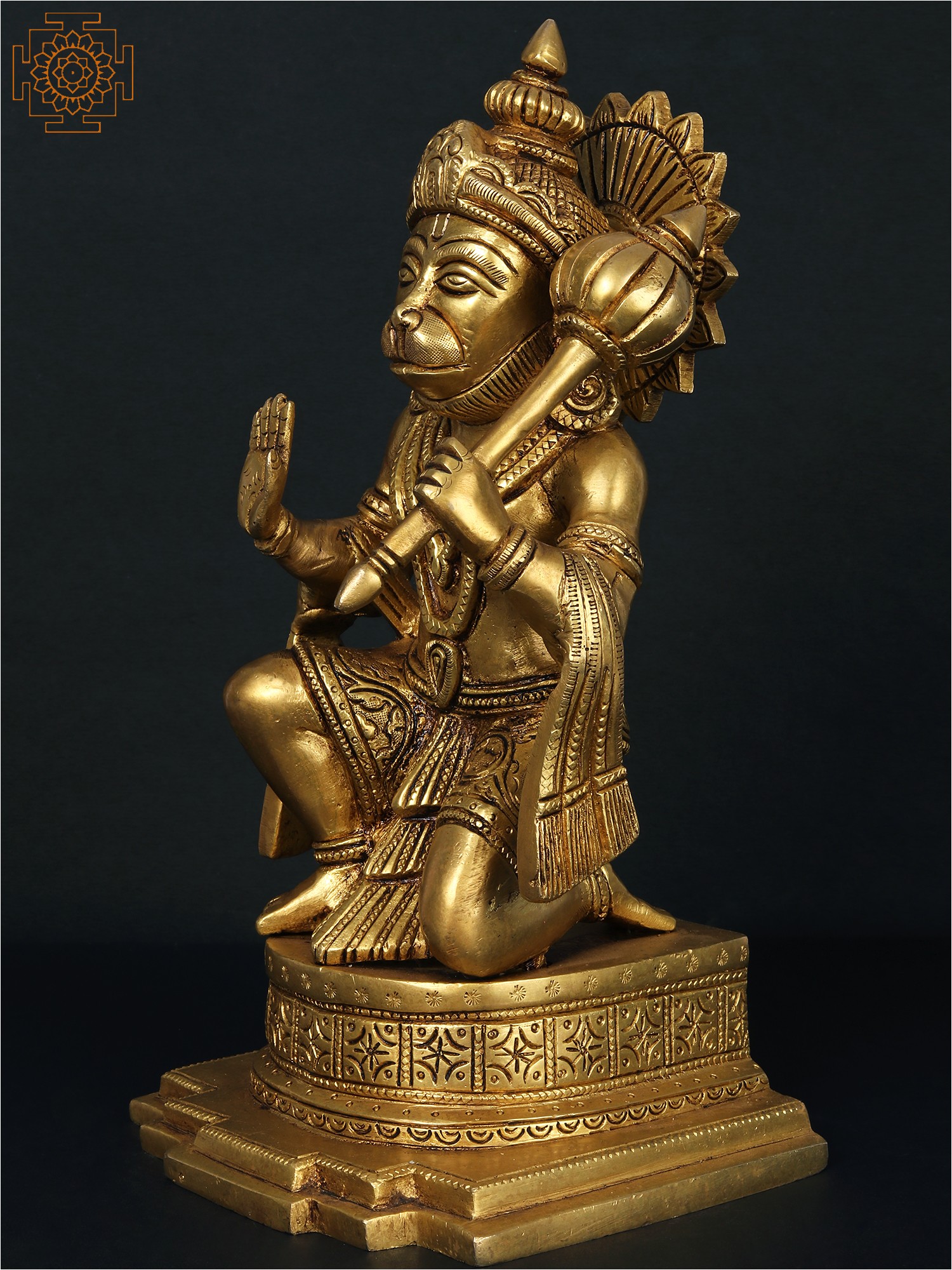 10'' Blessing Lord Hanuman With Mace | Brass | Exotic India Art