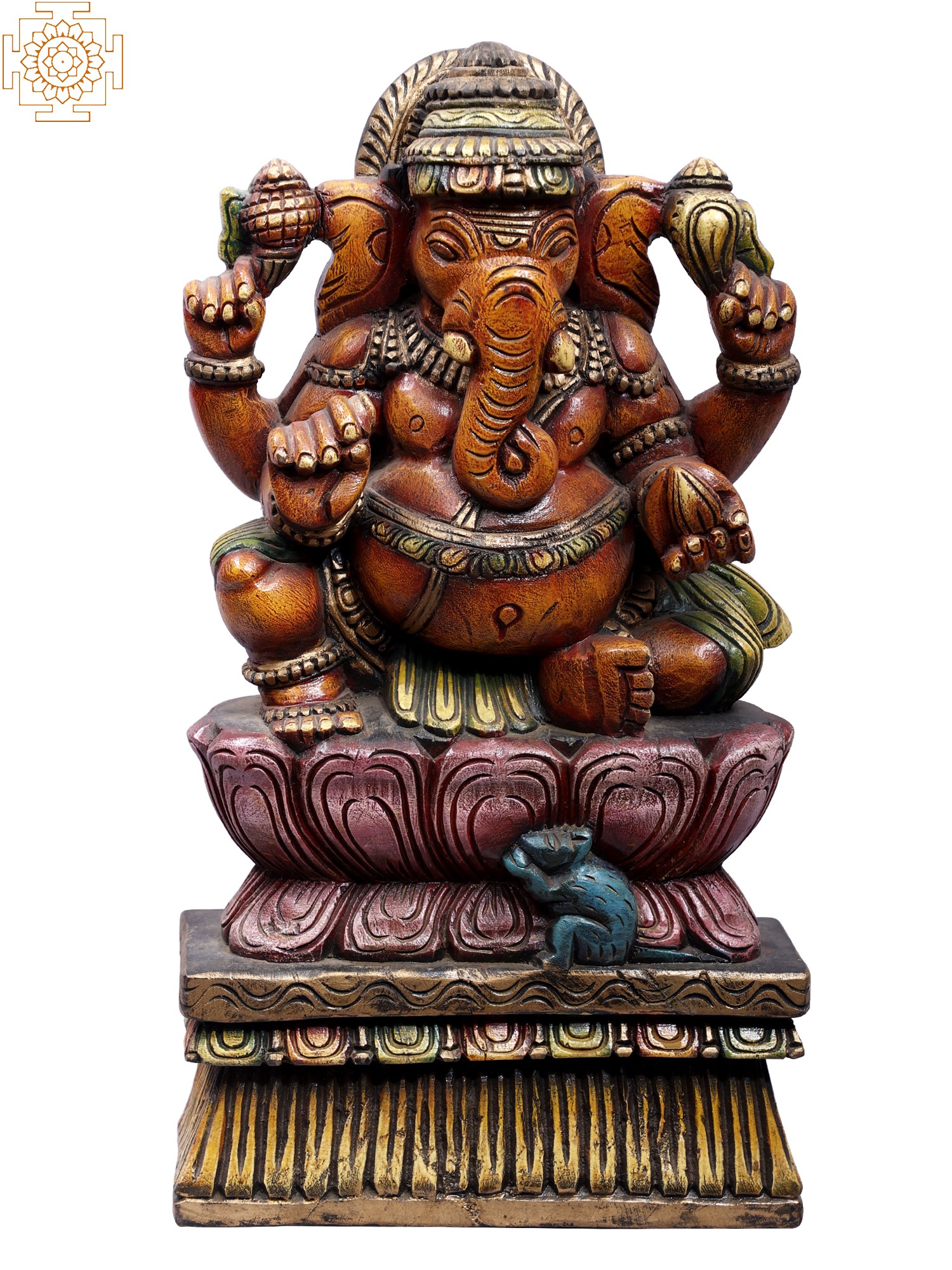 Ebros Hindu Avatar Ganapati Lord Ganesha with 4 Hands Seated On Lotus  Thron好評販売中 福袋