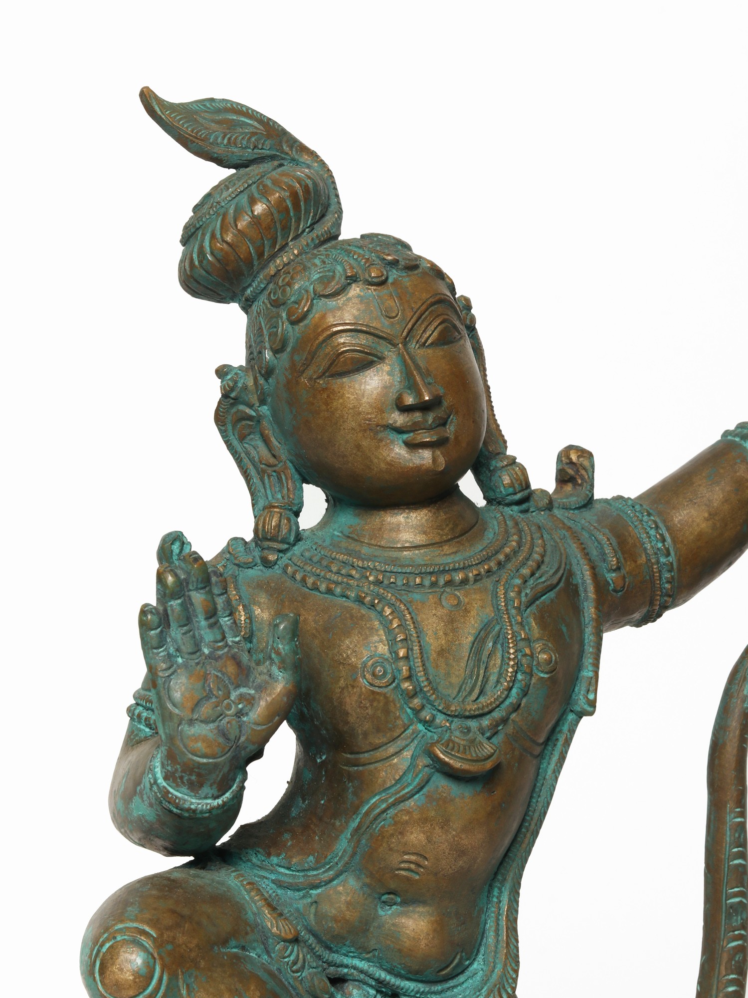 18" Kalinga Krishna Bronze Statue Exotic India Art